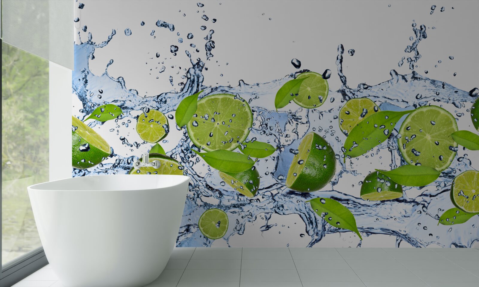Fototapeta limetky nakrájané na plátky a ponorené do vody