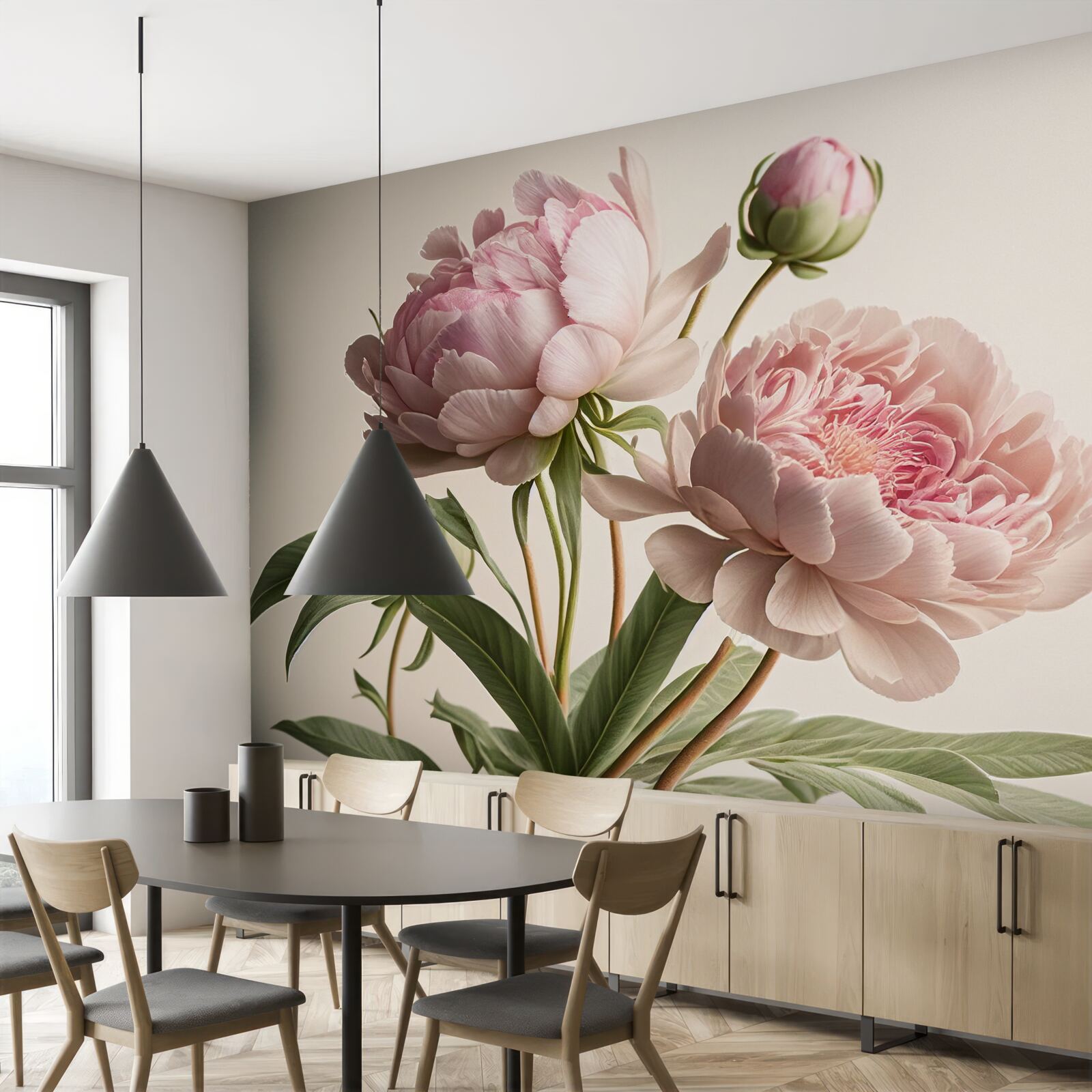 Fototapeta sada svetlých pivoniek