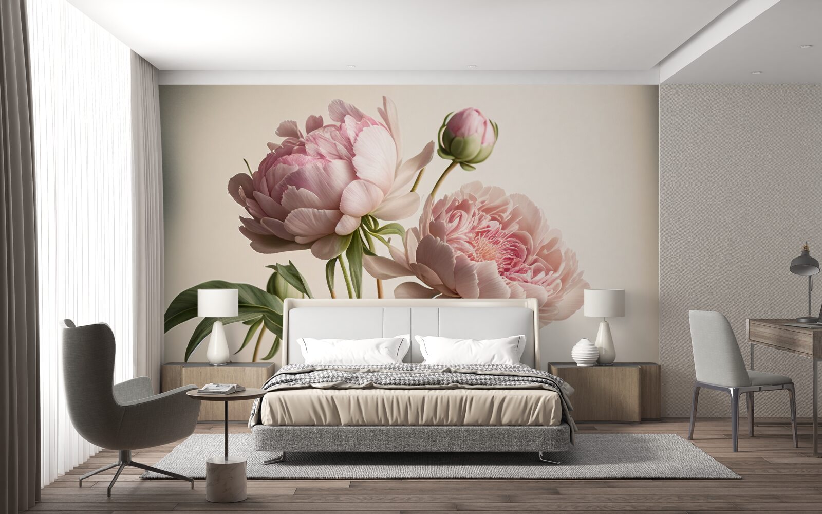 Fototapeta sada svetlých pivoniek