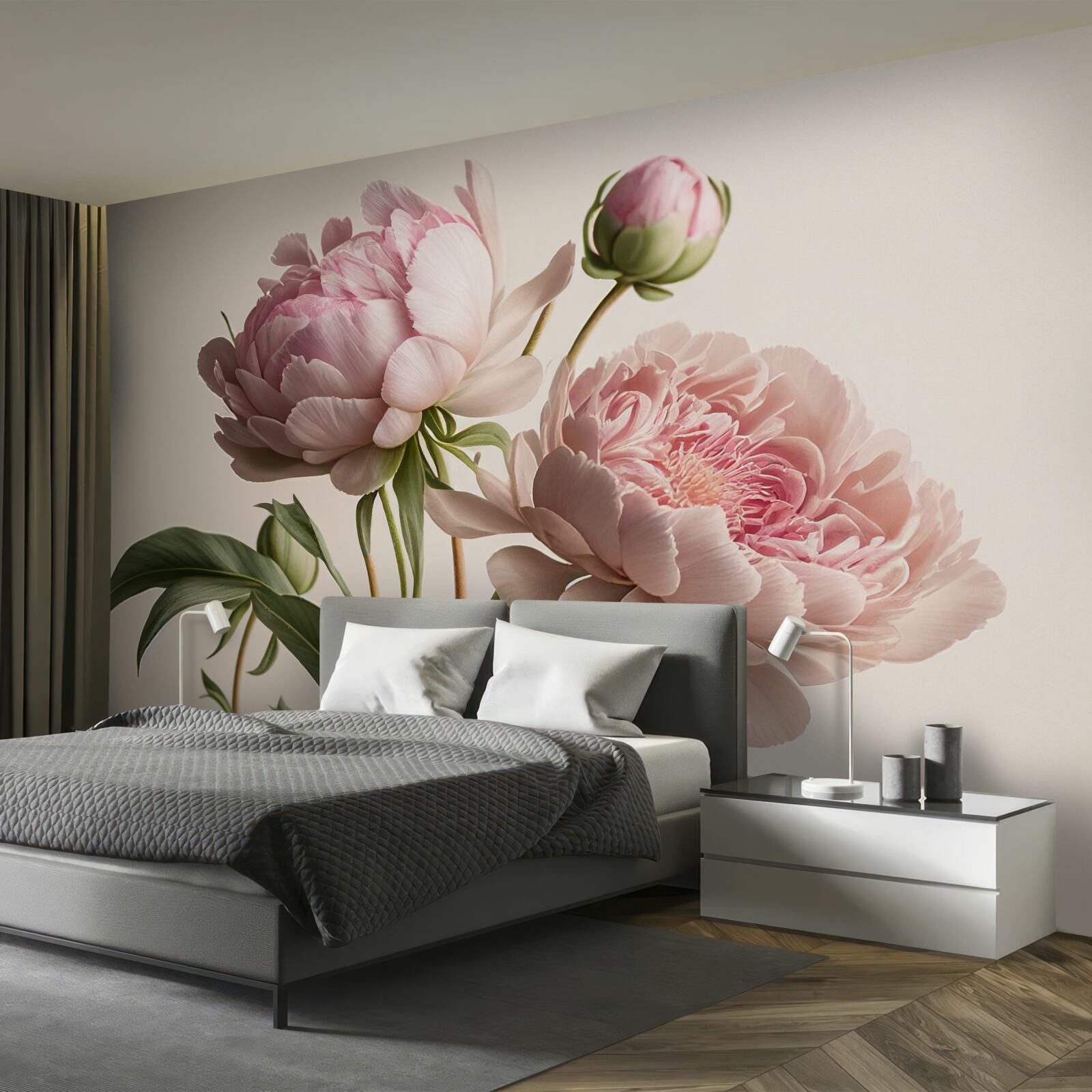 Fototapeta sada svetlých pivoniek