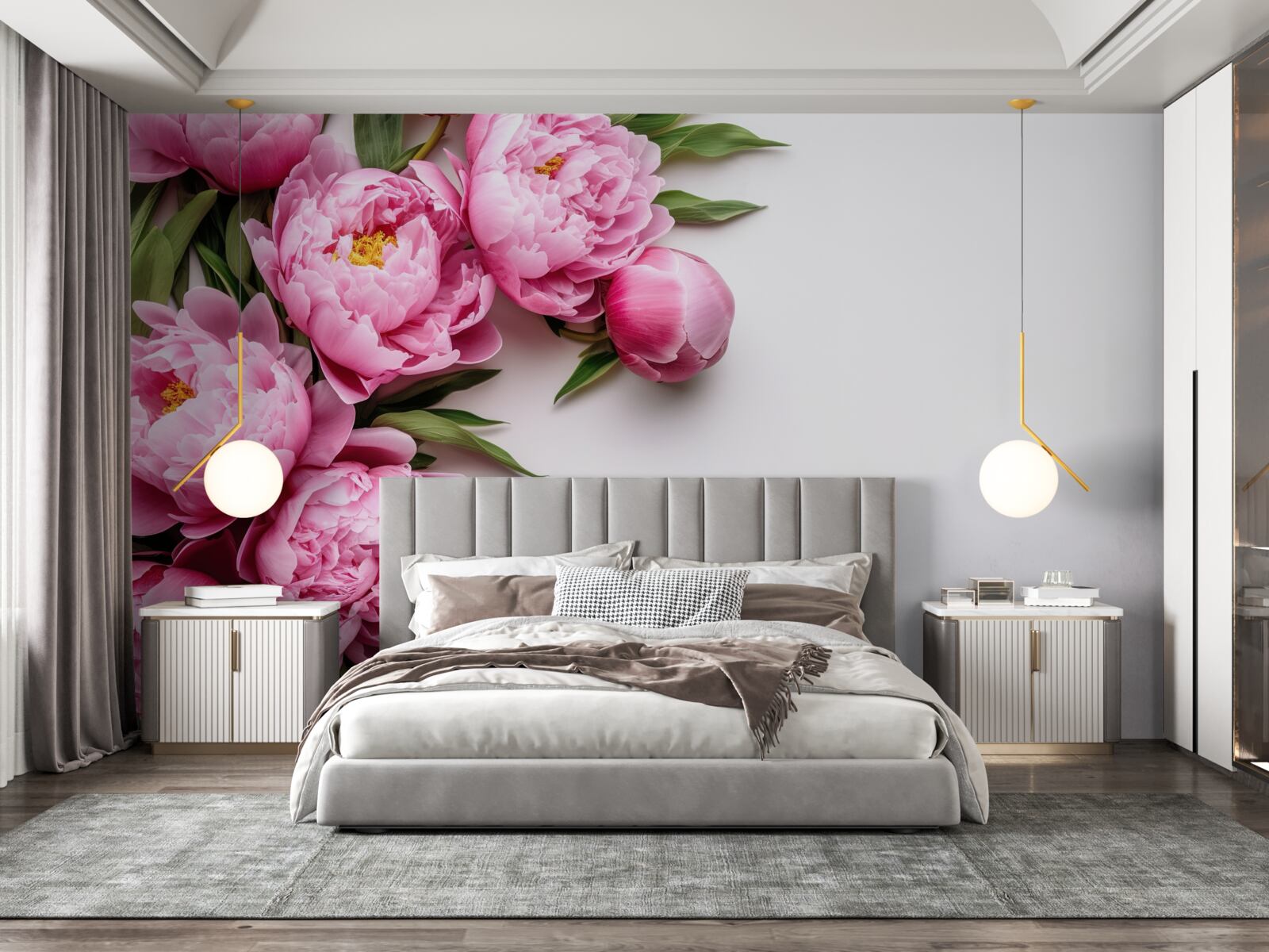 Fototapeta veľké súkvetia ružových pivoniek