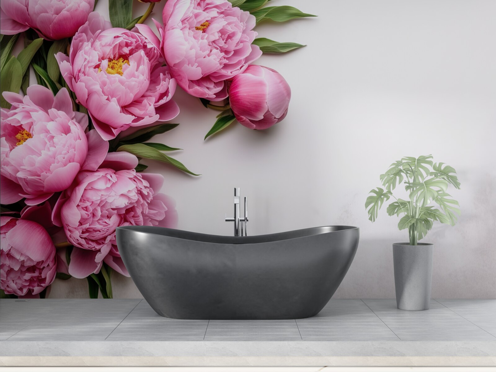 Fototapeta veľké súkvetia ružových pivoniek