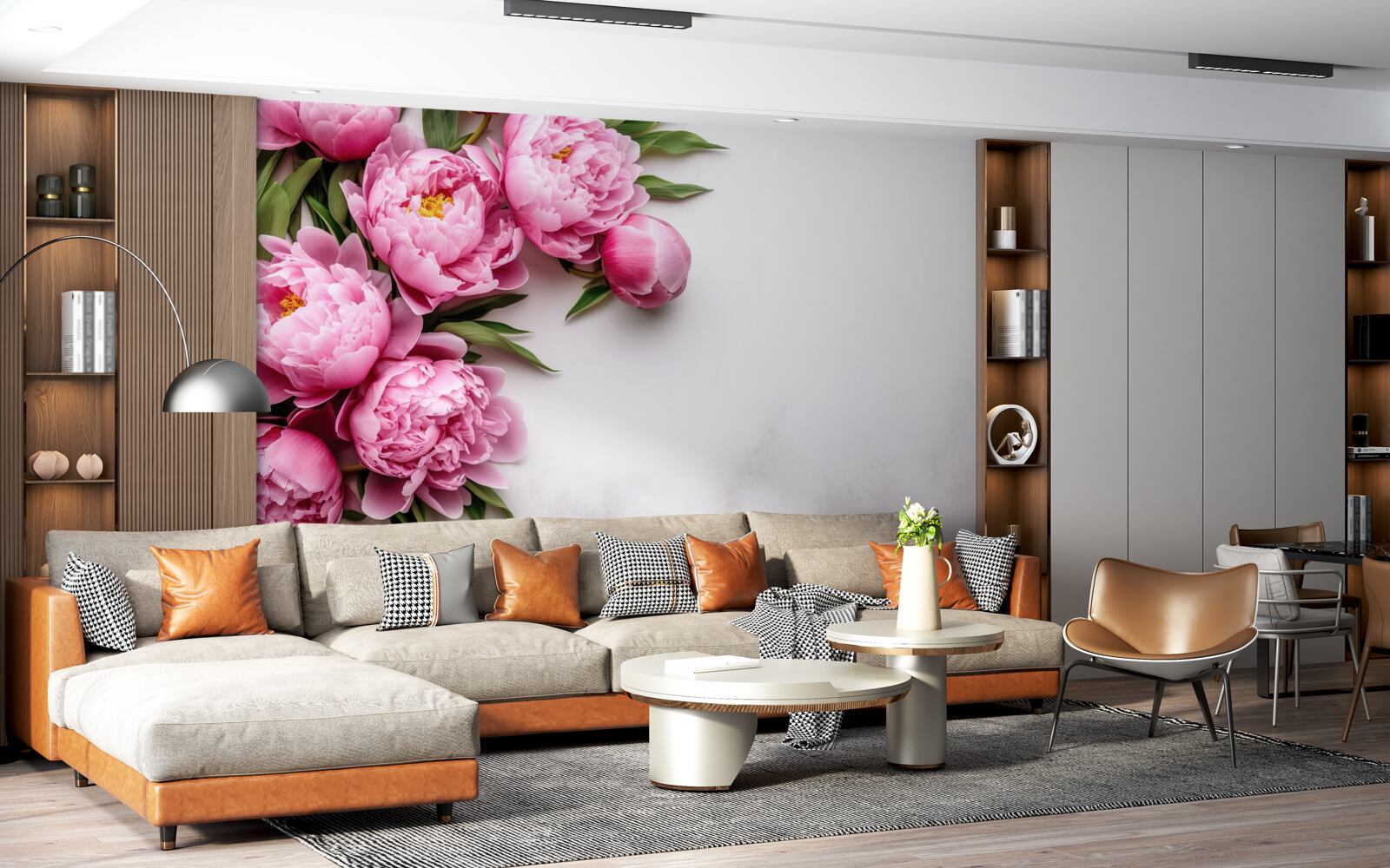 Fototapeta veľké súkvetia ružových pivoniek