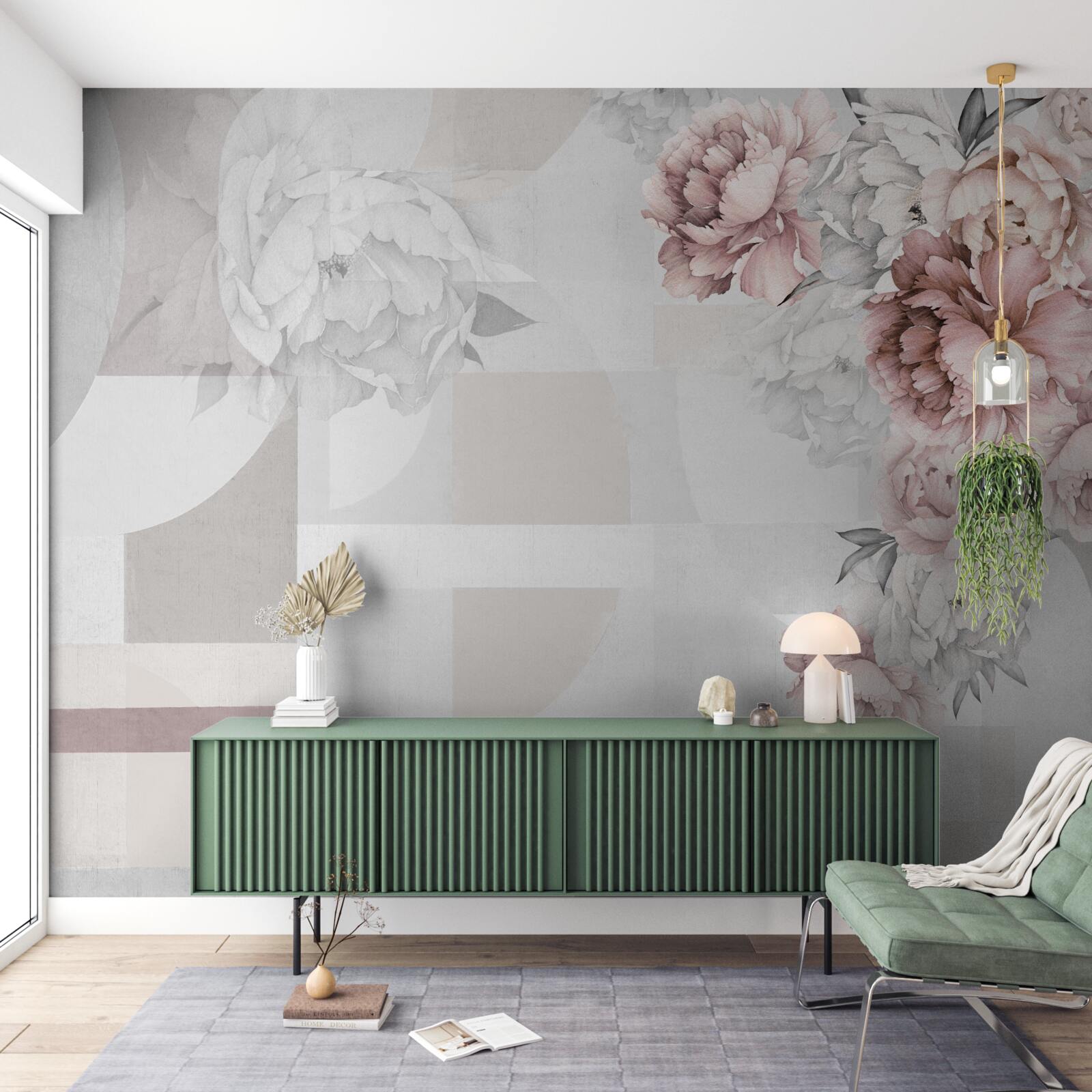 Fototapeta veľké kvety sú umiestnené na sivom pozadí