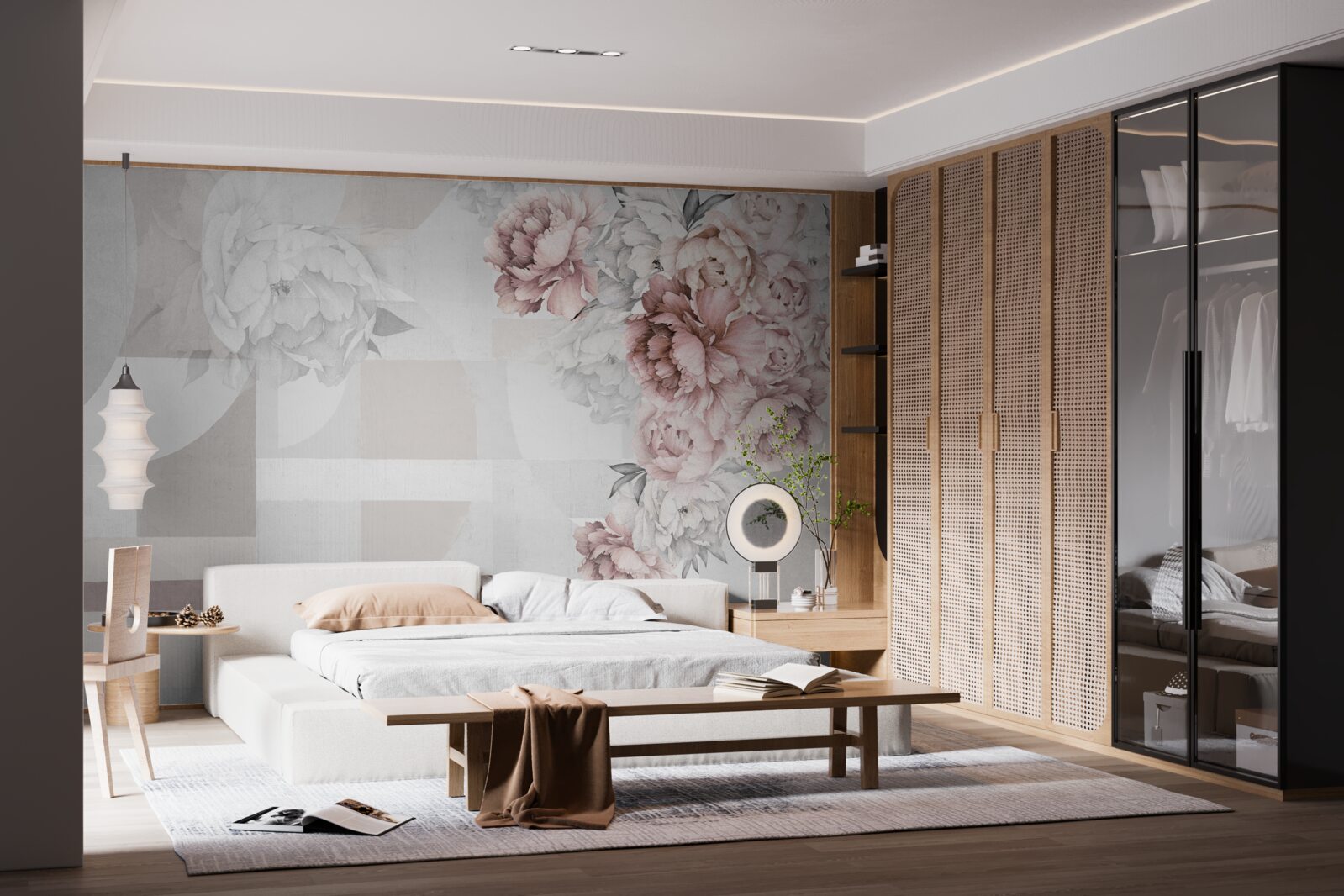 Fototapeta veľké kvety sú umiestnené na sivom pozadí