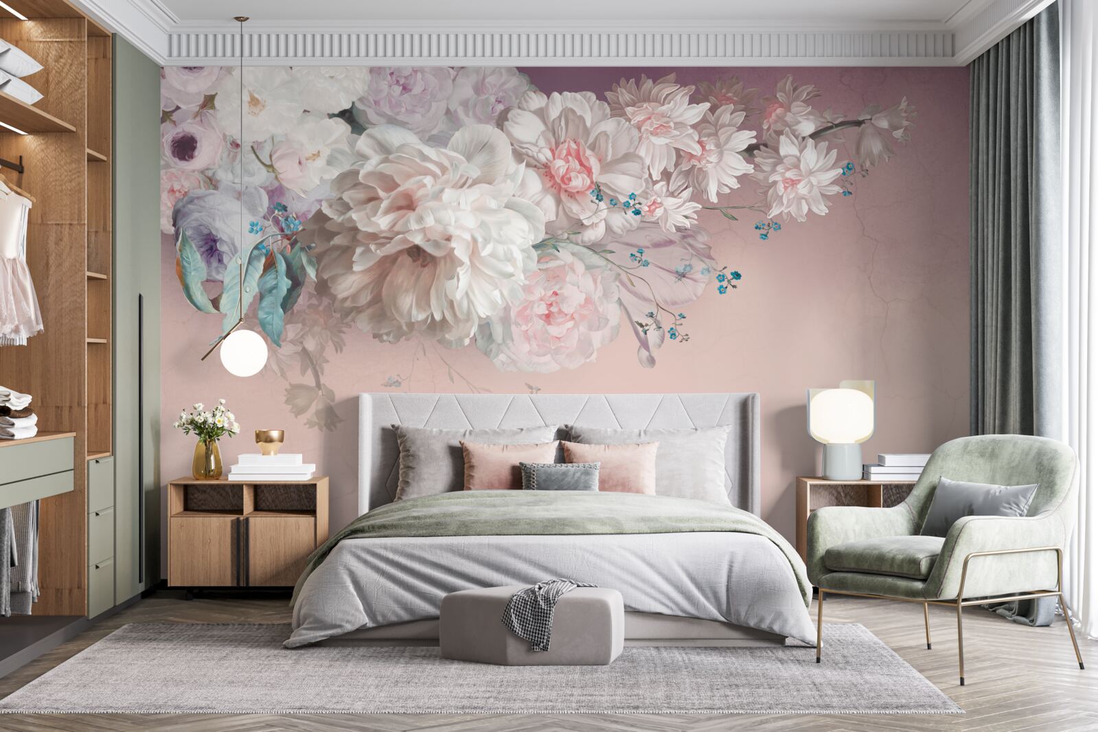 Fototapeta na jednej vetve sa vyvíjajú jemné, ľahké púčiky