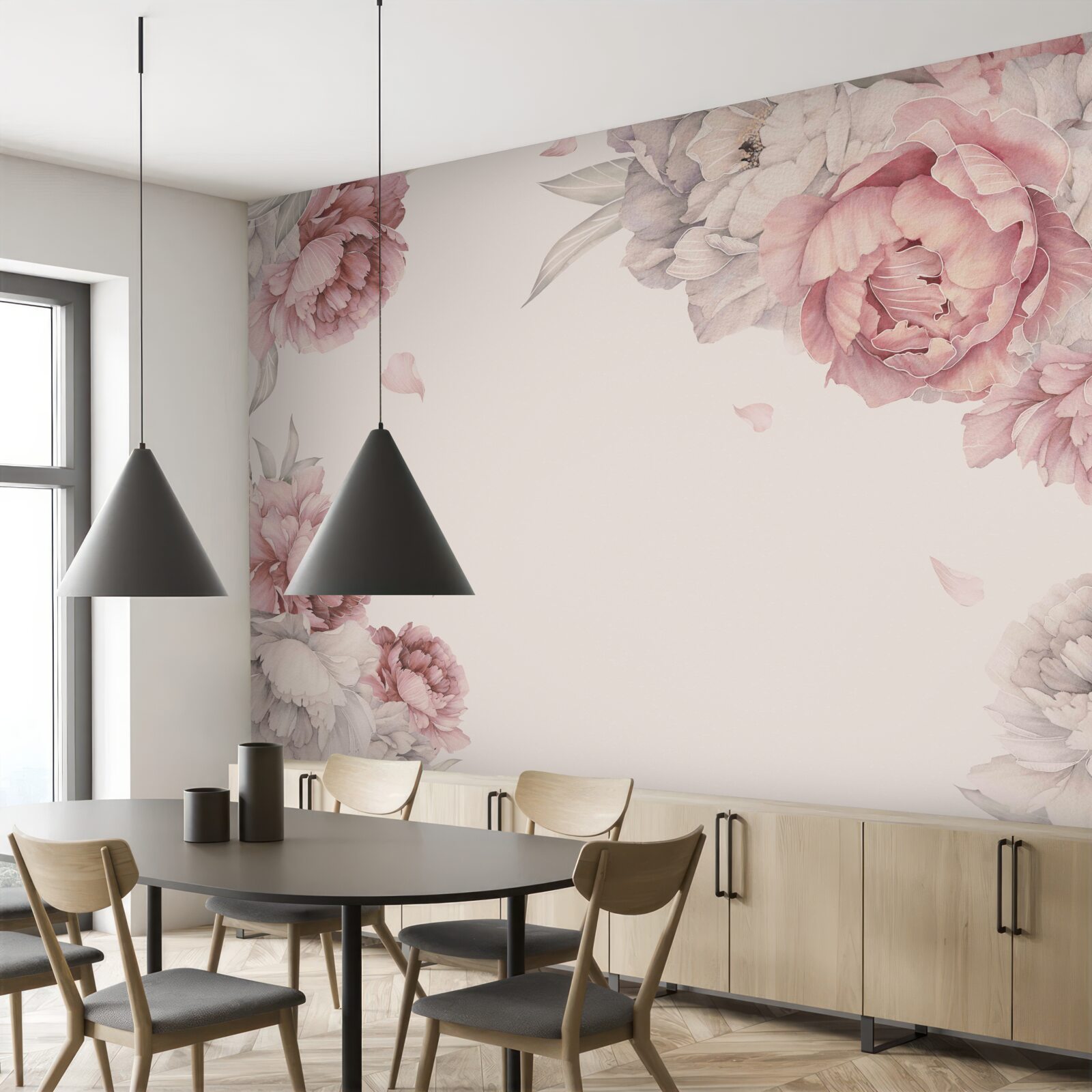 Fototapeta veľké vetvy ružových pivoniek