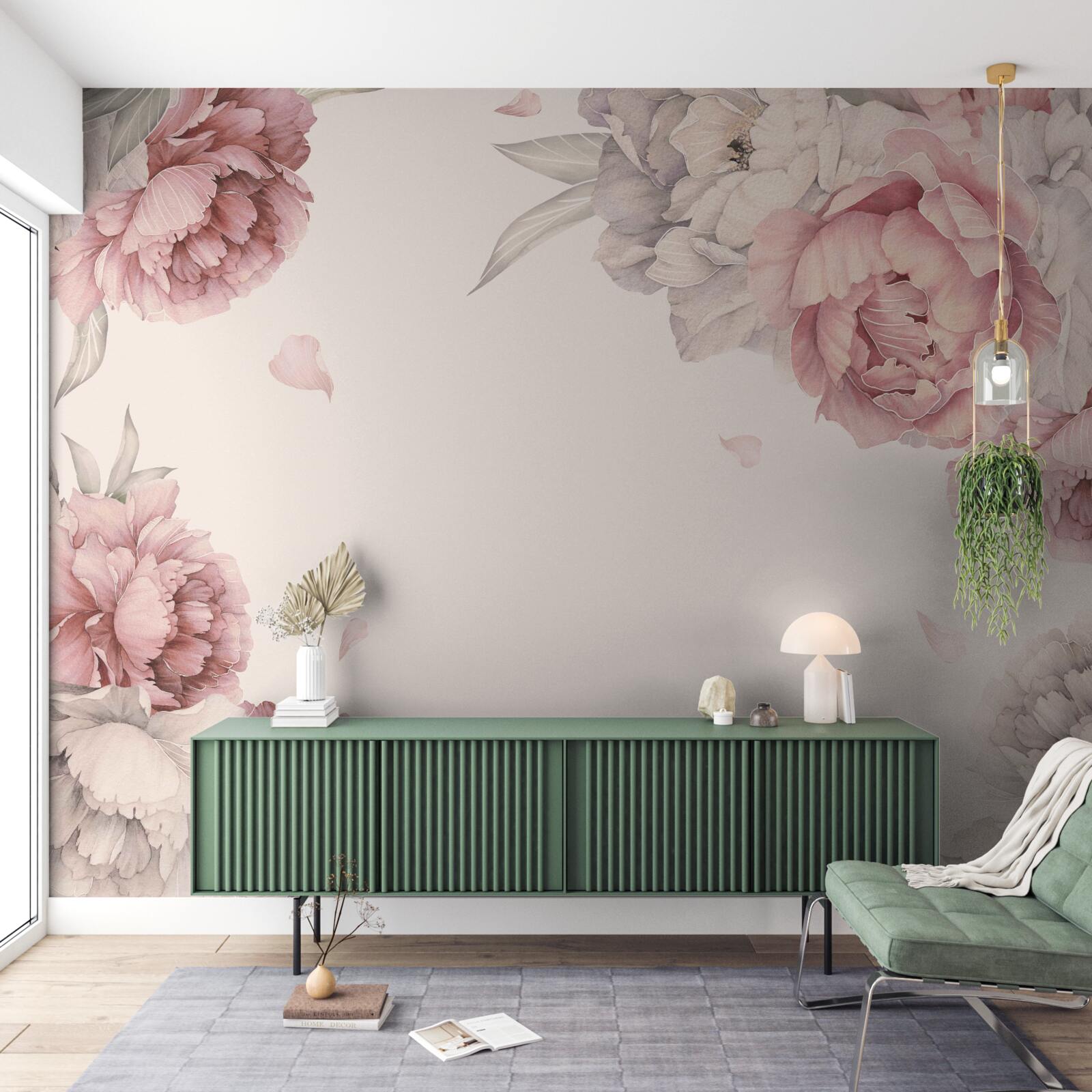 Fototapeta veľké vetvy ružových pivoniek