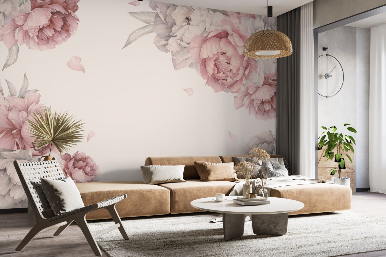 Fototapeta veľké vetvy ružových pivoniek