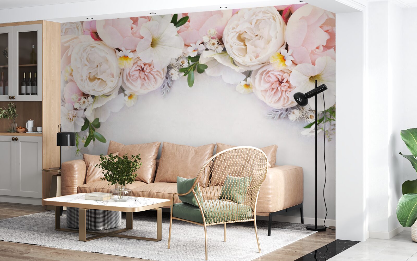 Fototapeta vetva veľkých pivoniek v svetloružovej farbe