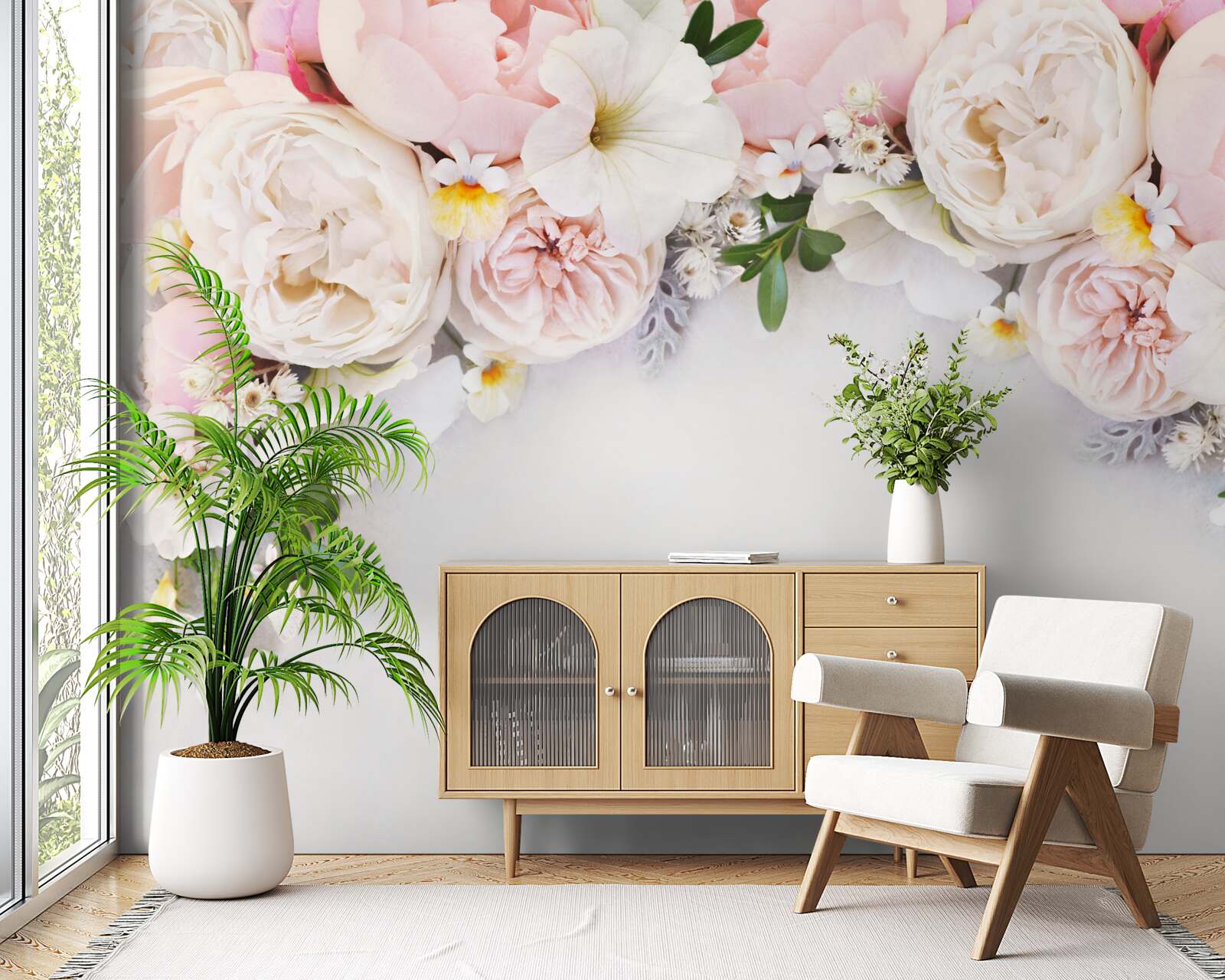 Fototapeta vetva veľkých pivoniek v svetloružovej farbe