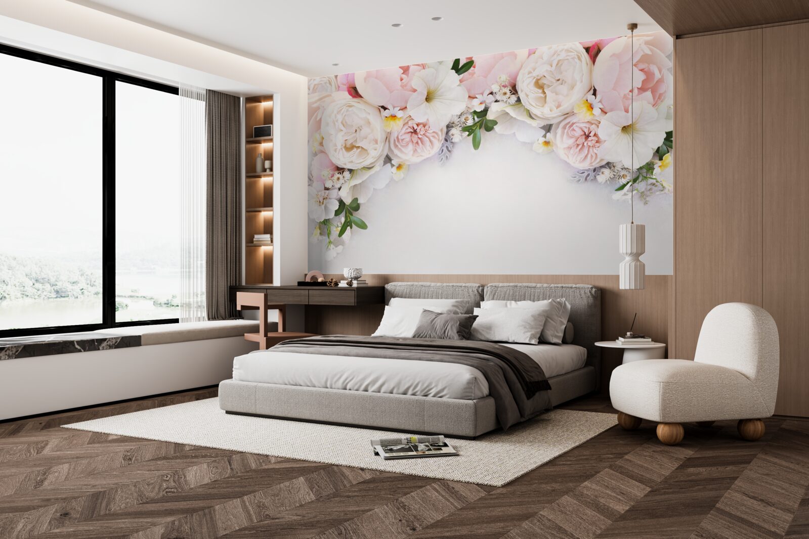 Fototapeta vetva veľkých pivoniek v svetloružovej farbe