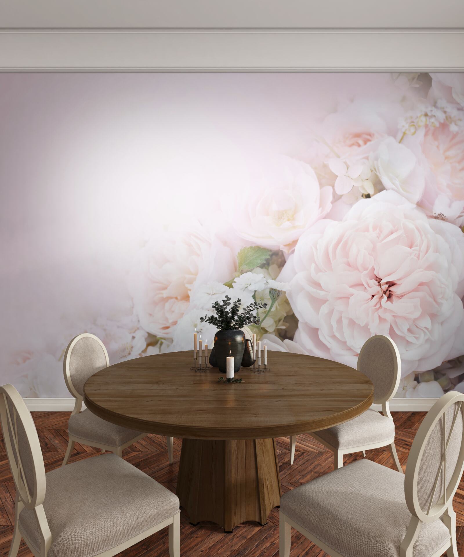 Fototapeta svetlé pozadie je zdobené jemnými kvetmi