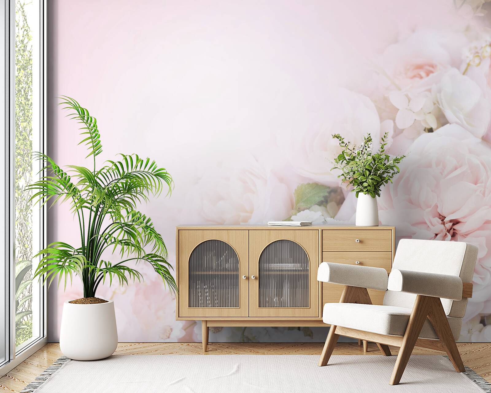 Fototapeta svetlé pozadie je zdobené jemnými kvetmi