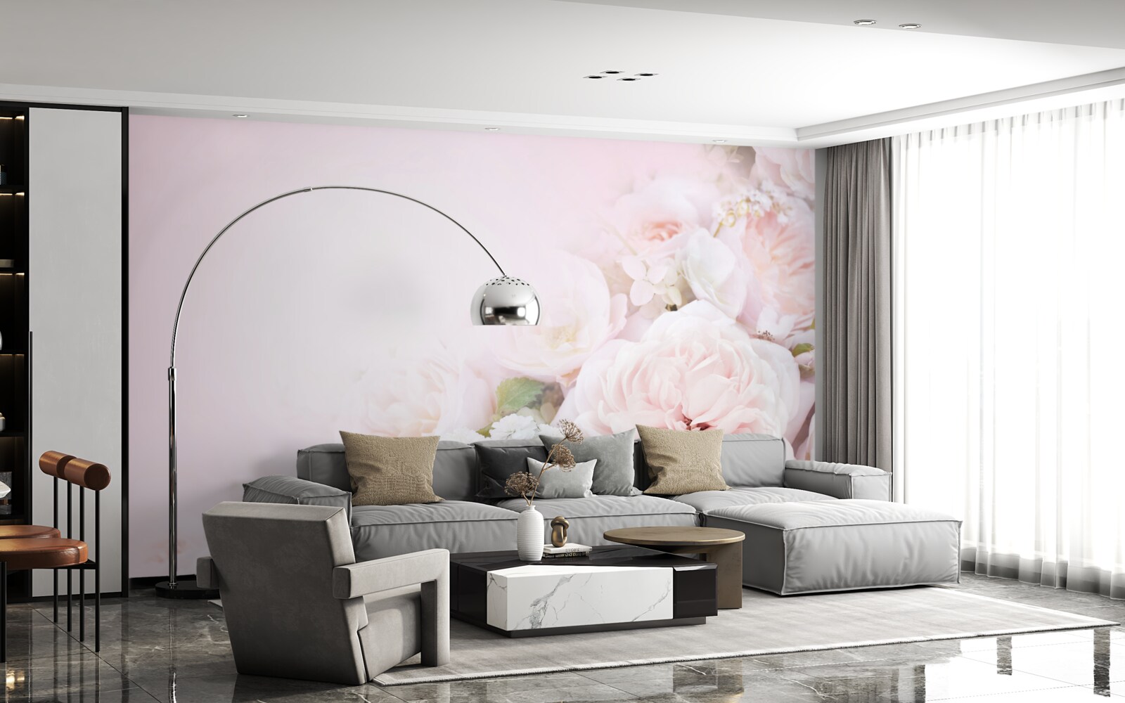 Fototapeta svetlé pozadie je zdobené jemnými kvetmi