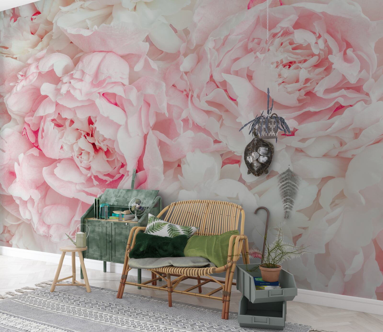 Fototapeta biele kvety s veľkými listami