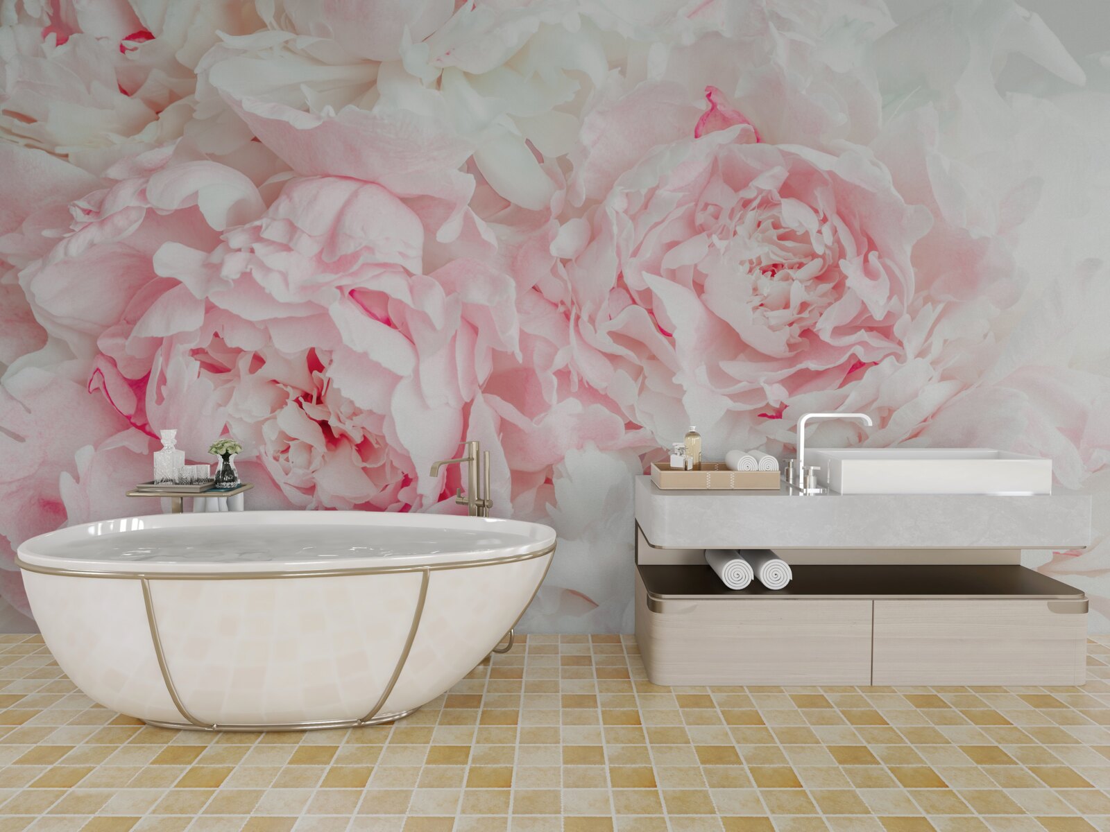 Fototapeta biele kvety s veľkými listami