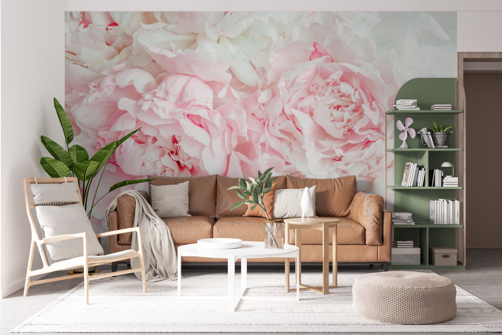 Fototapeta biele kvety s veľkými listami