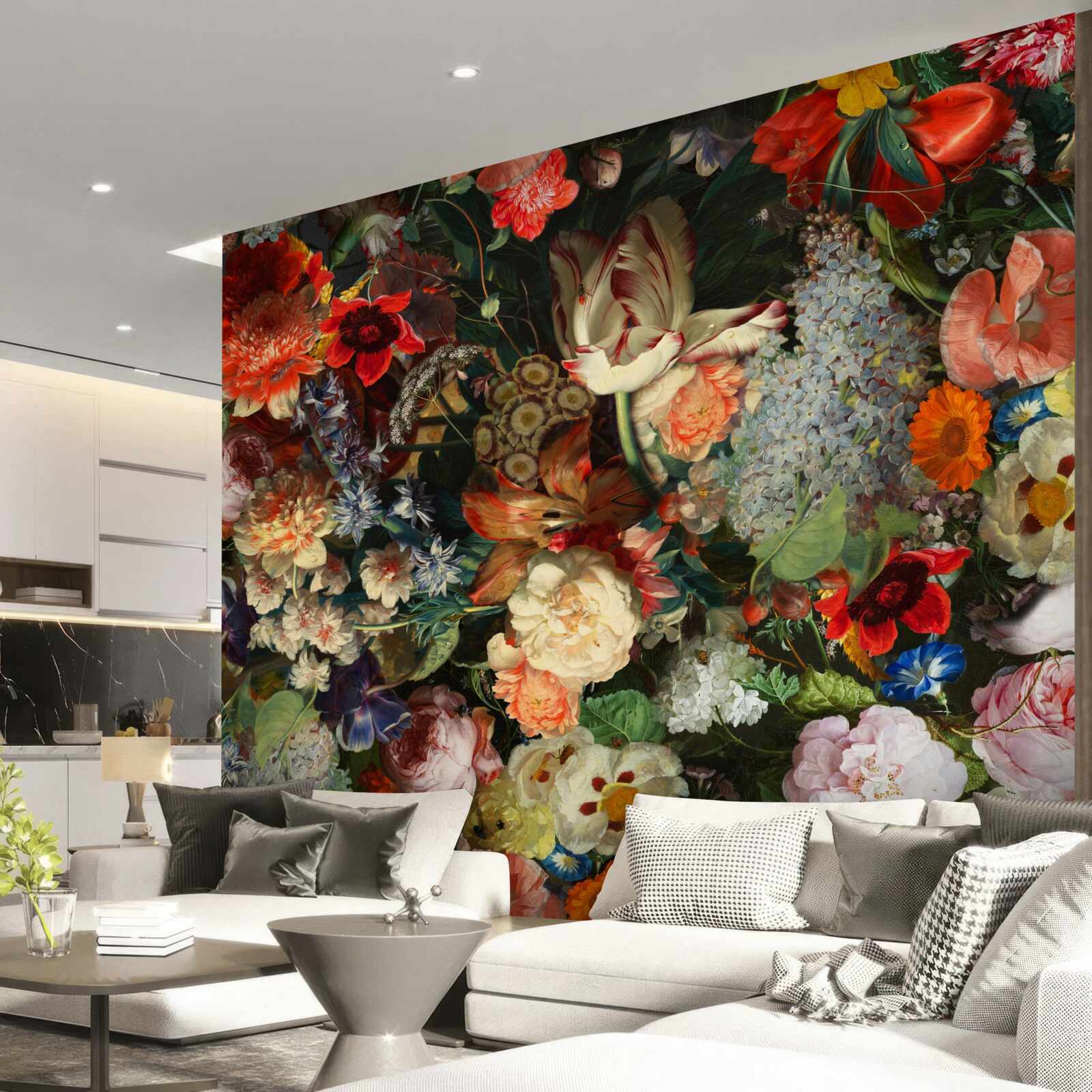 Fototapeta Živé sezónne kvety v plnom lete