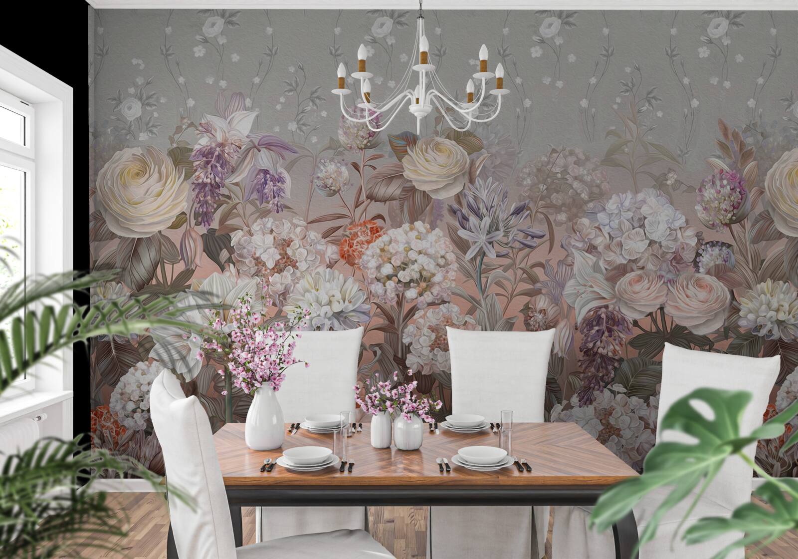 Fototapeta kvety na lúke pod nočnou oblohou