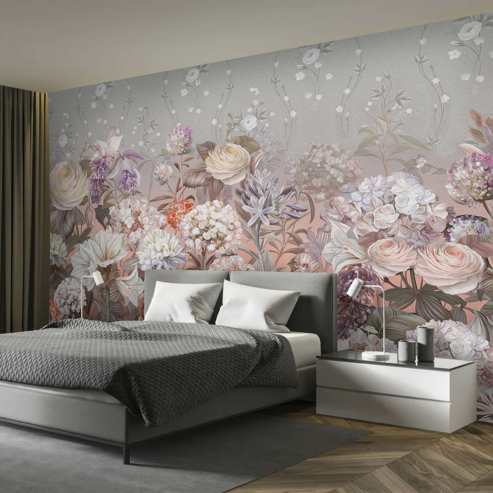 Fototapeta kvety na lúke pod nočnou oblohou