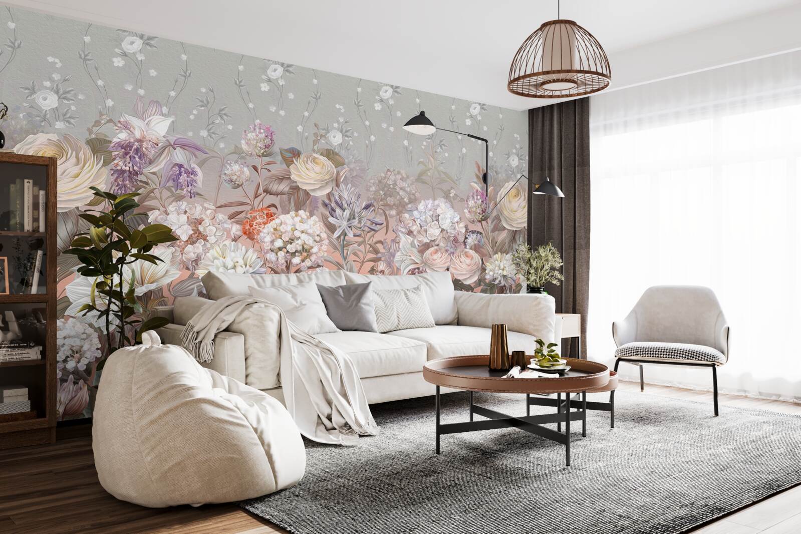 Fototapeta kvety na lúke pod nočnou oblohou