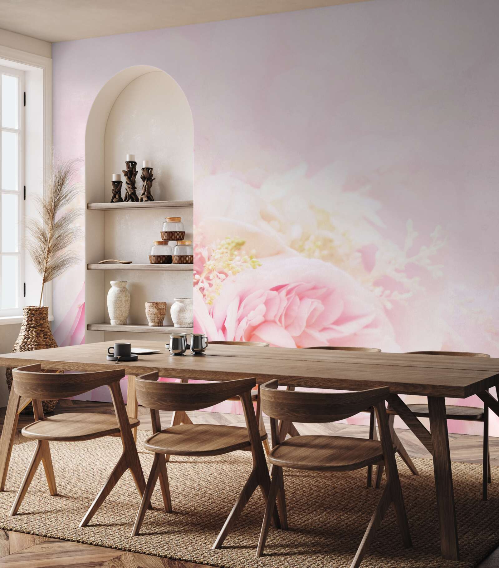 Fototapeta súprava pivonkových ruží v ružových tónoch