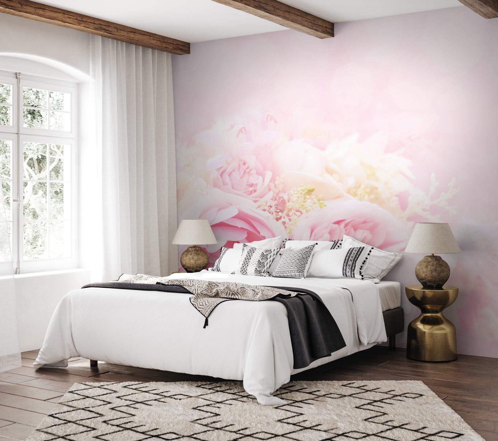 Fototapeta súprava pivonkových ruží v ružových tónoch