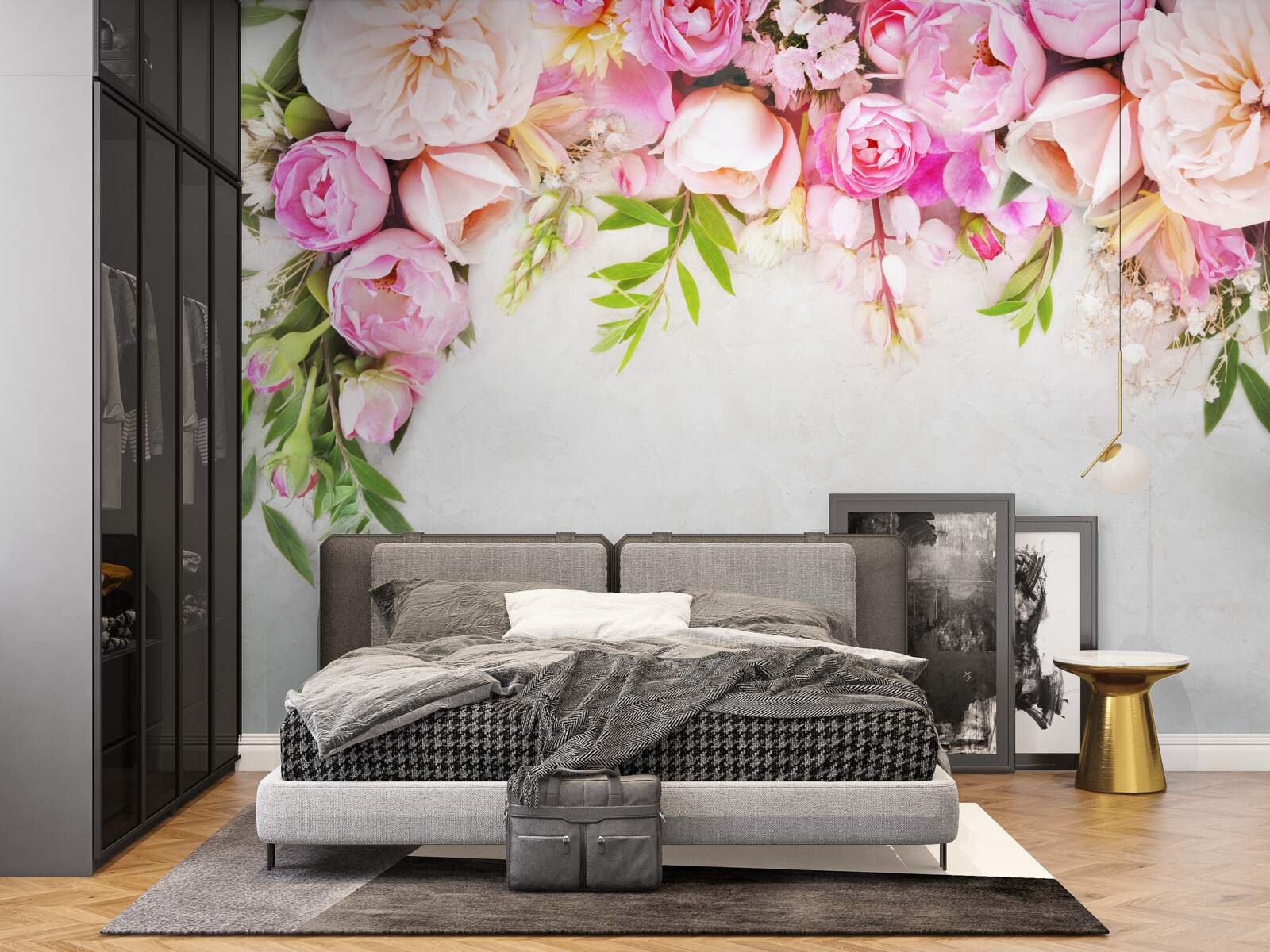 Fototapeta vetva s bielymi a ružovými kvetmi