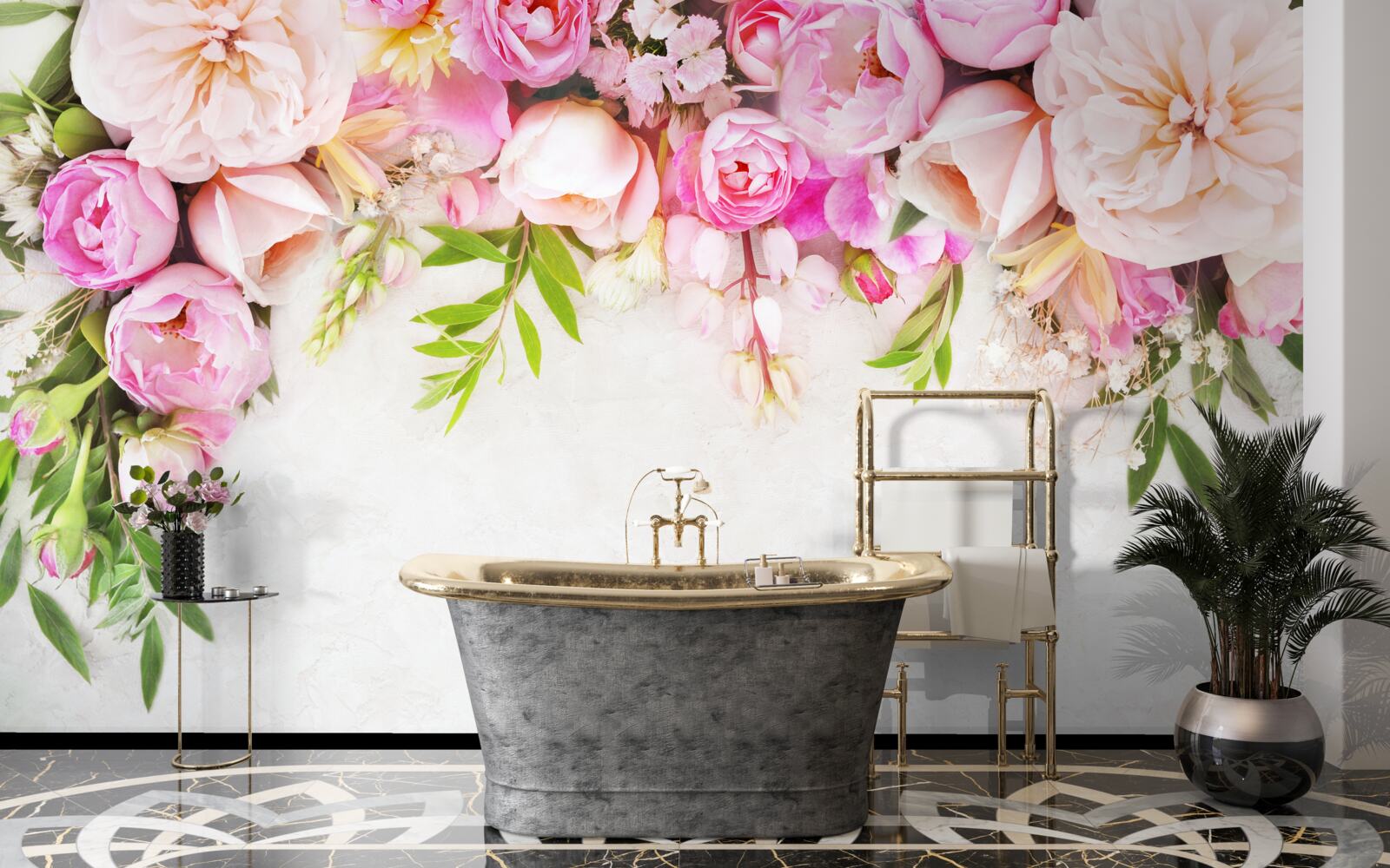 Fototapeta vetva s bielymi a ružovými kvetmi