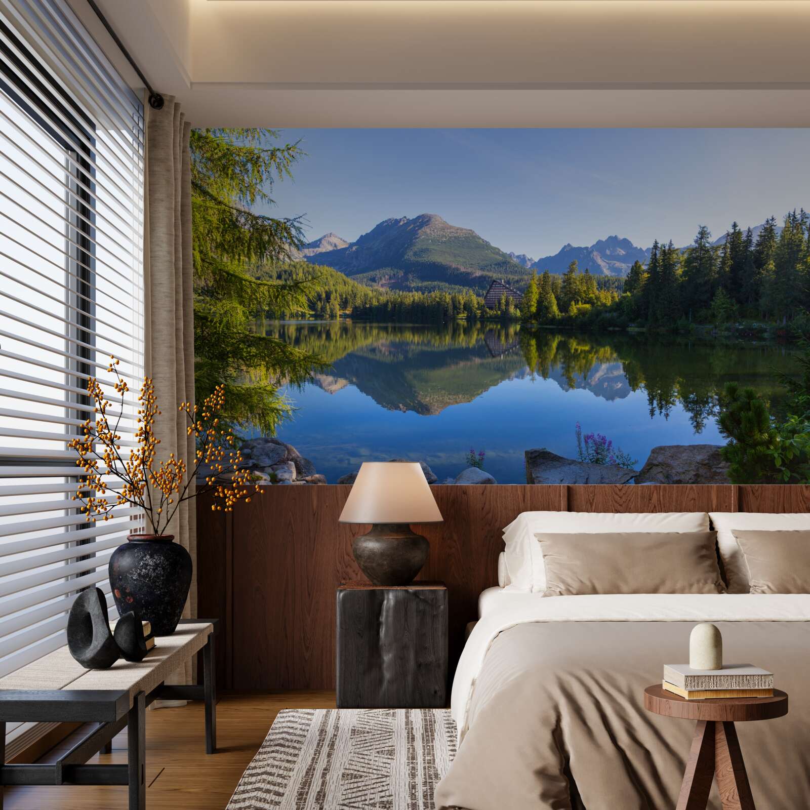 Fototapeta slnečný deň na pokojnej horskej rieke