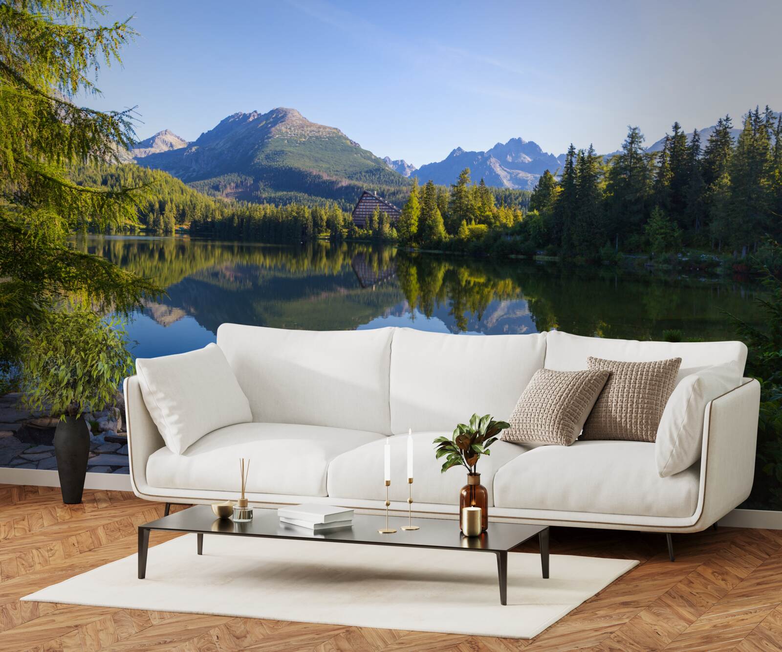 Fototapeta slnečný deň na pokojnej horskej rieke