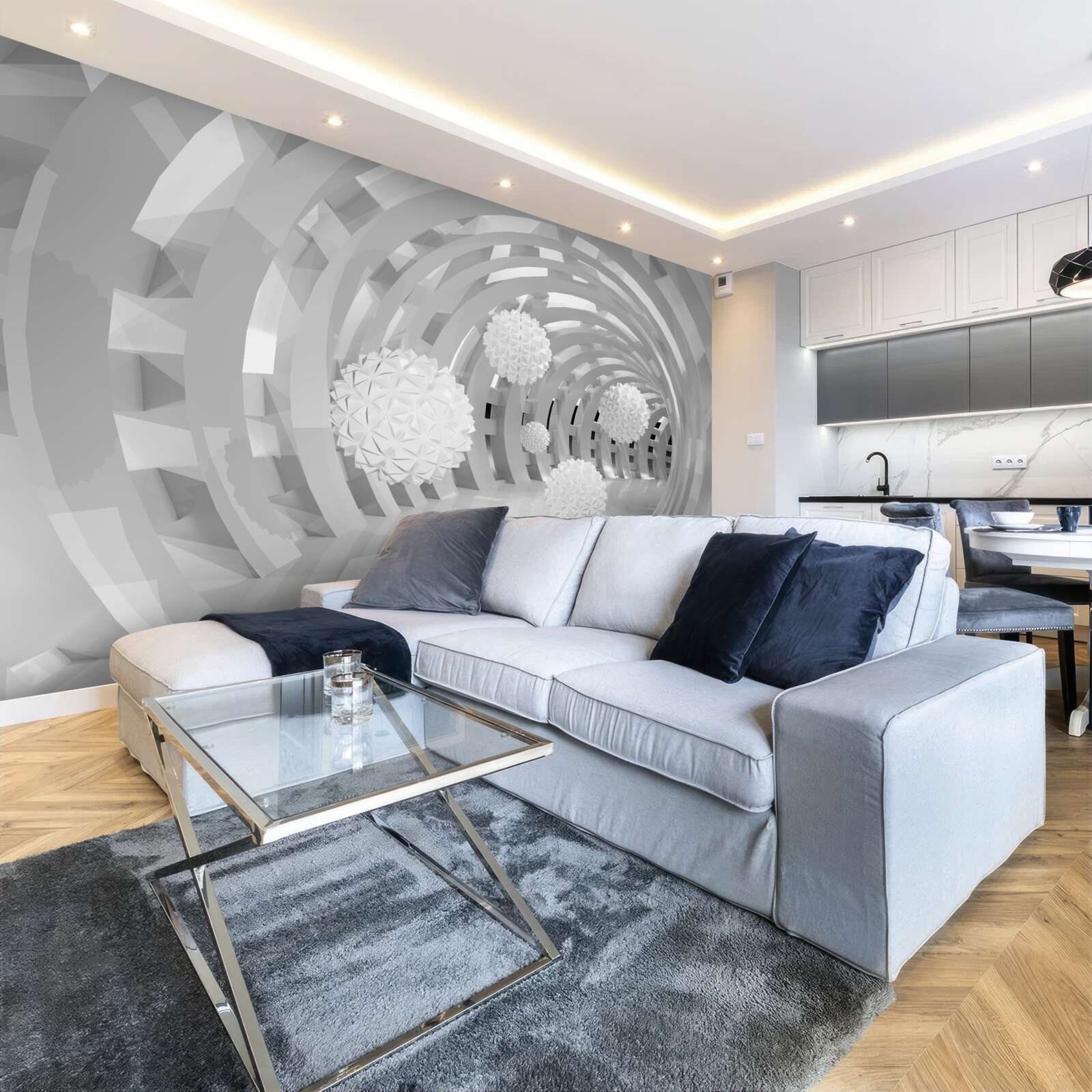 Fototapeta okrúhle oblúky s bielymi guličkami