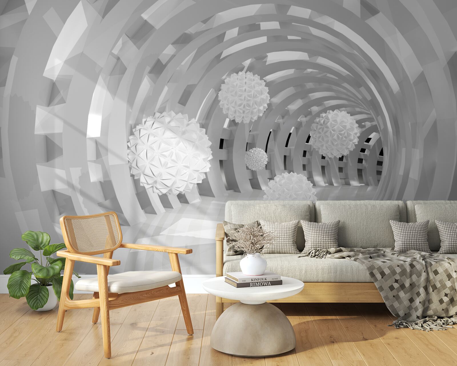 Fototapeta okrúhle oblúky s bielymi guličkami