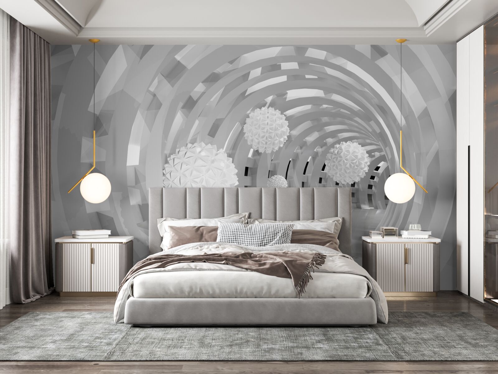 Fototapeta okrúhle oblúky s bielymi guličkami