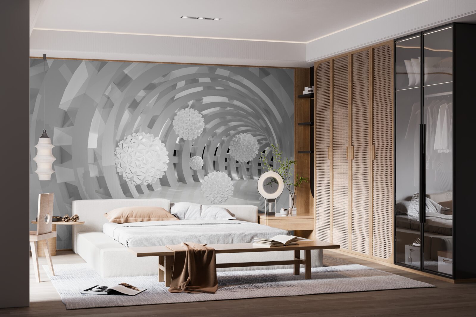 Fototapeta okrúhle oblúky s bielymi guličkami