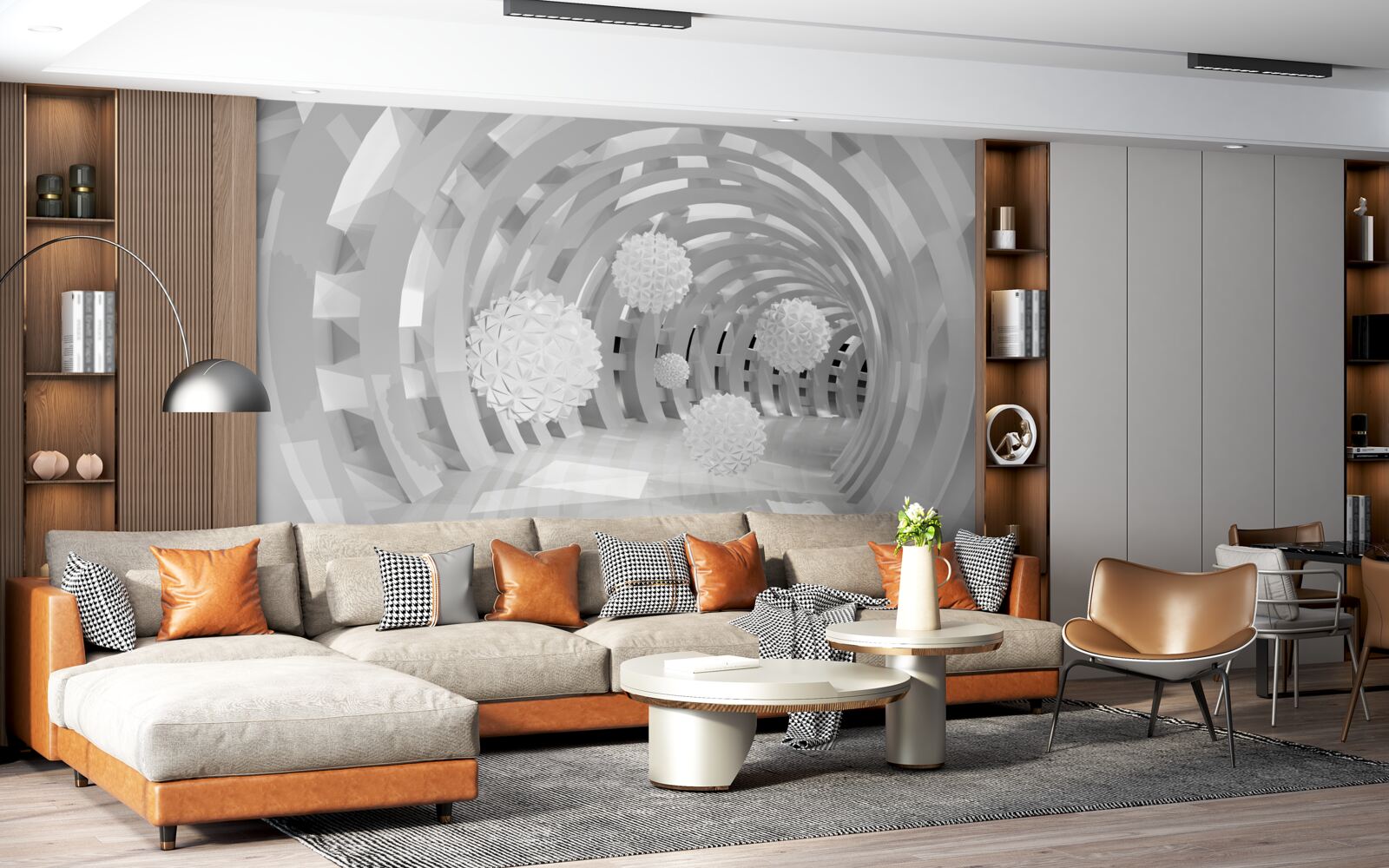 Fototapeta okrúhle oblúky s bielymi guličkami