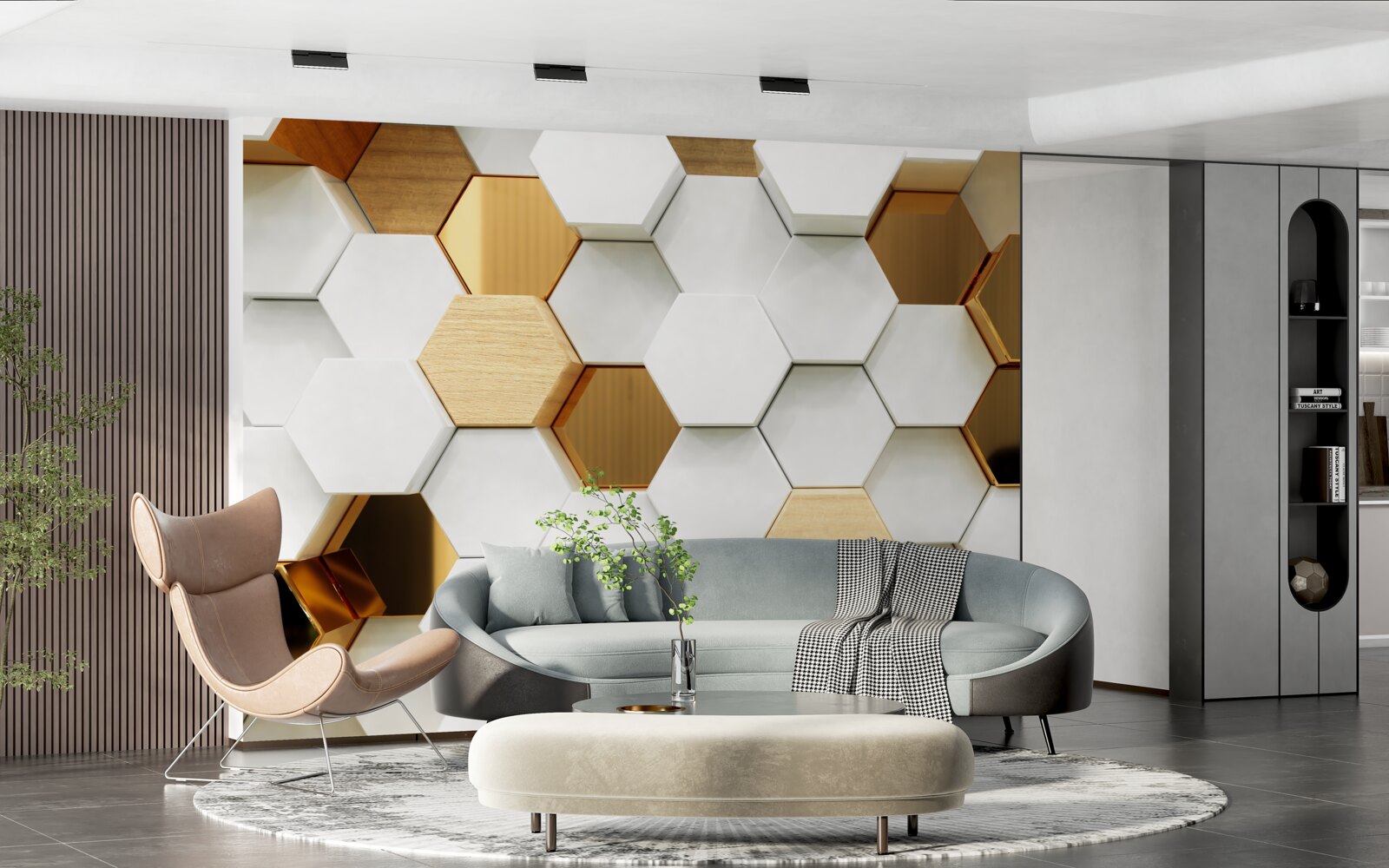 Fototapeta svetlé šesťuholníky s rôznym obsahom