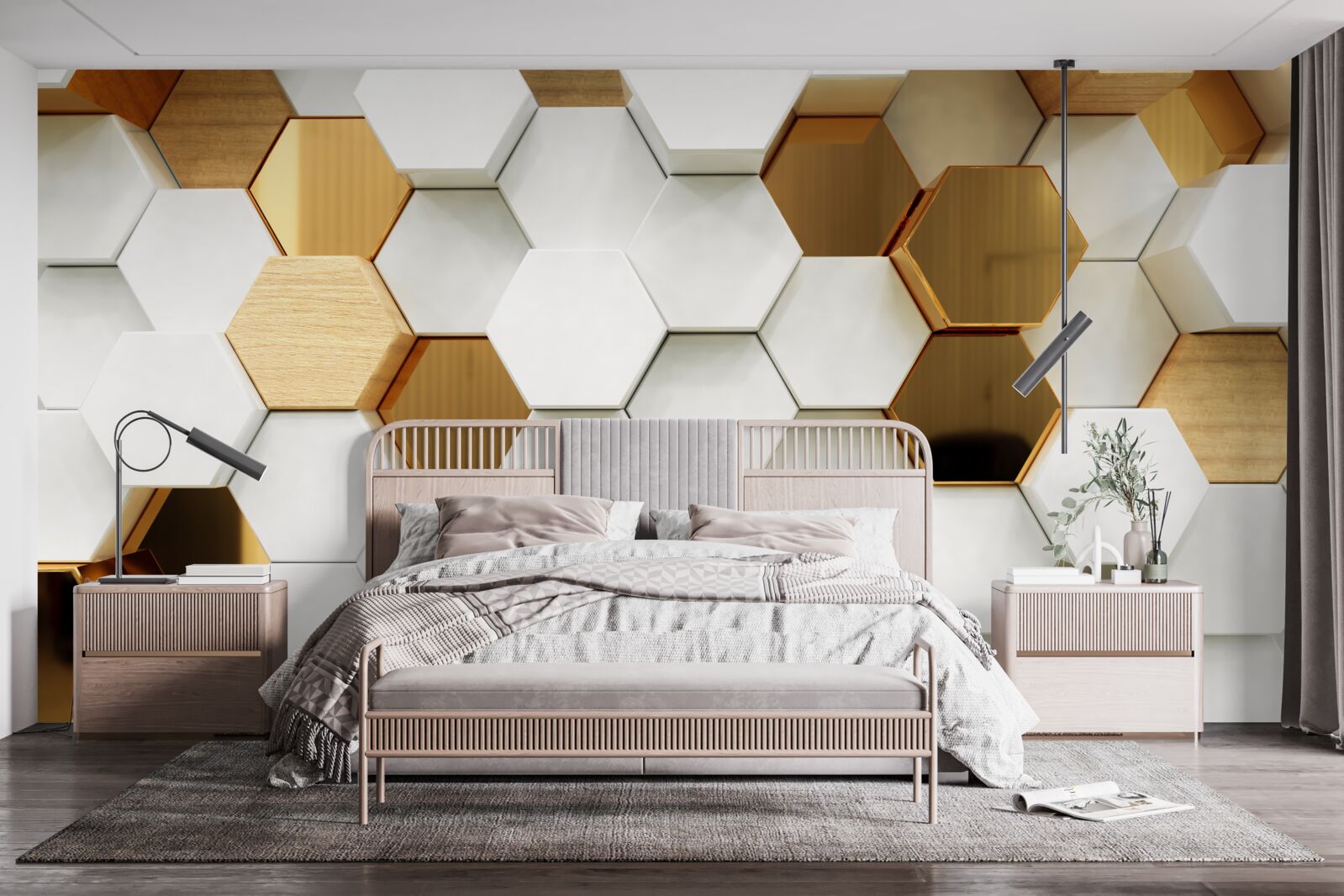 Fototapeta svetlé šesťuholníky s rôznym obsahom