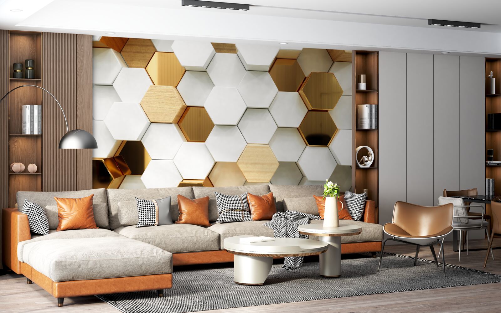 Fototapeta svetlé šesťuholníky s rôznym obsahom