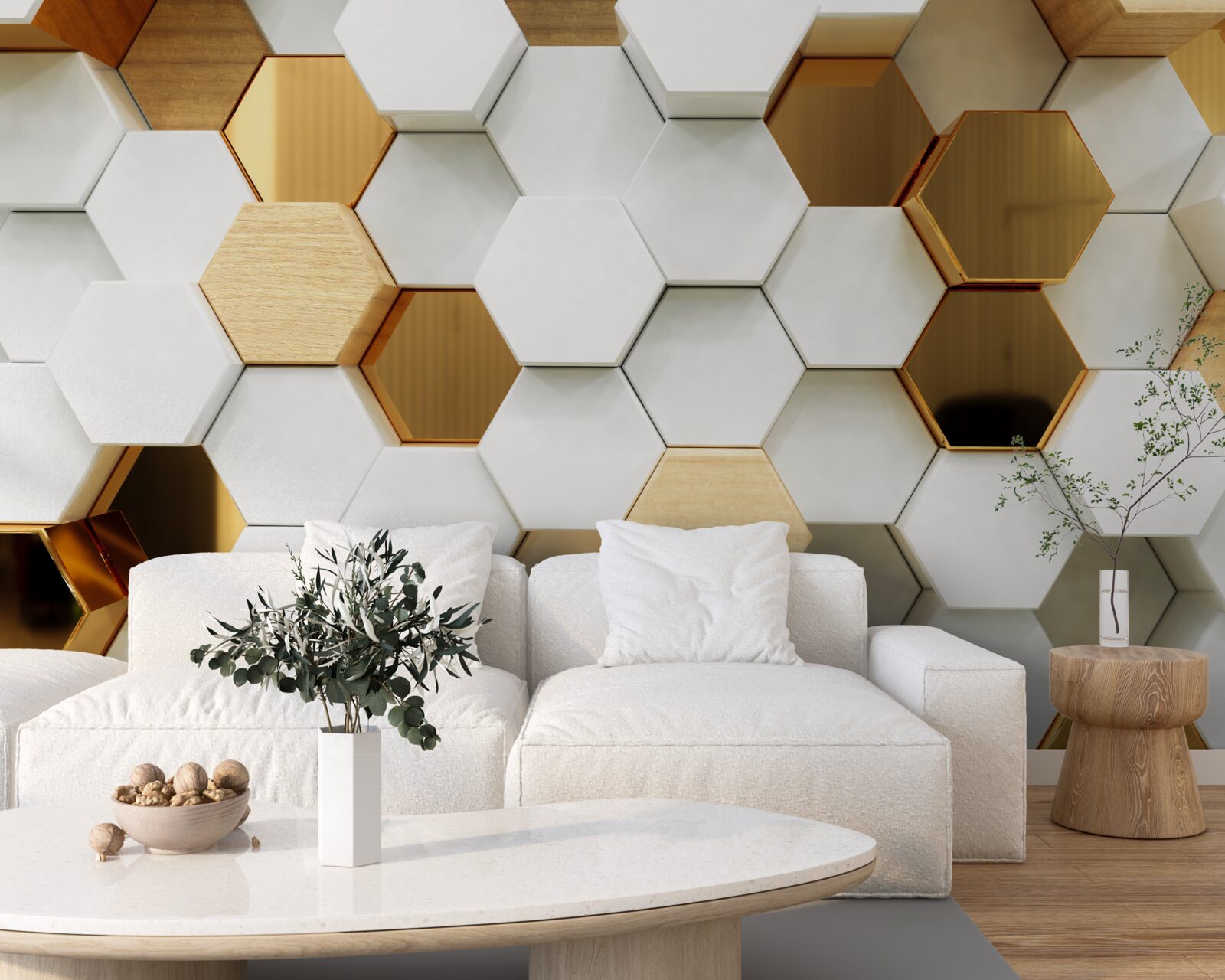 Fototapeta svetlé šesťuholníky s rôznym obsahom