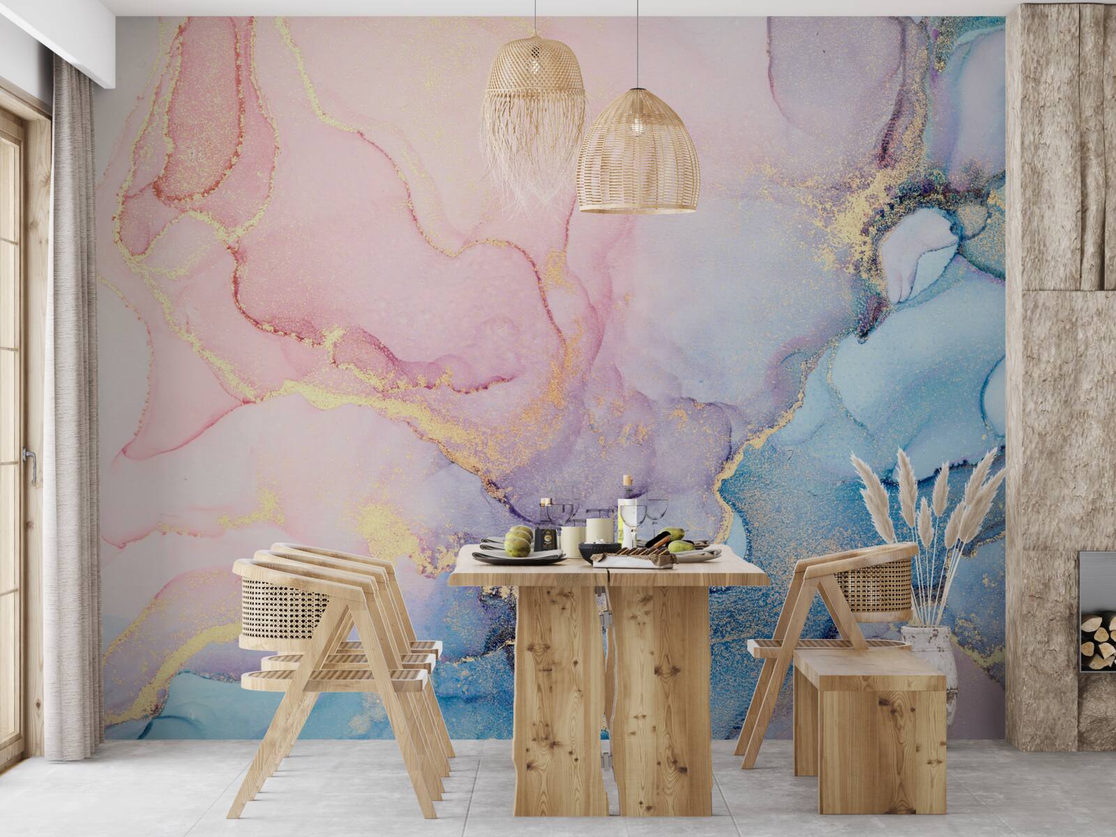 Fototapeta nad vodou plávajú jemné ružové obláčiky