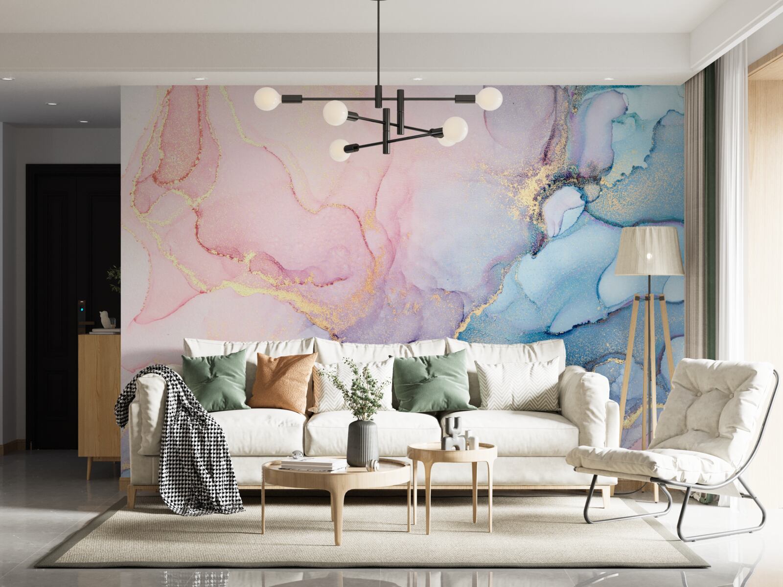 Fototapeta nad vodou plávajú jemné ružové obláčiky