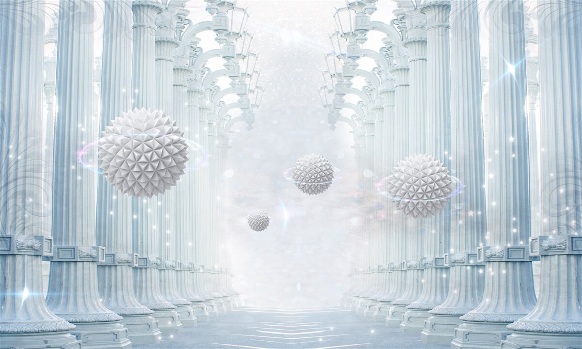 Fototapeta nekonečná kolonáda a biele gule