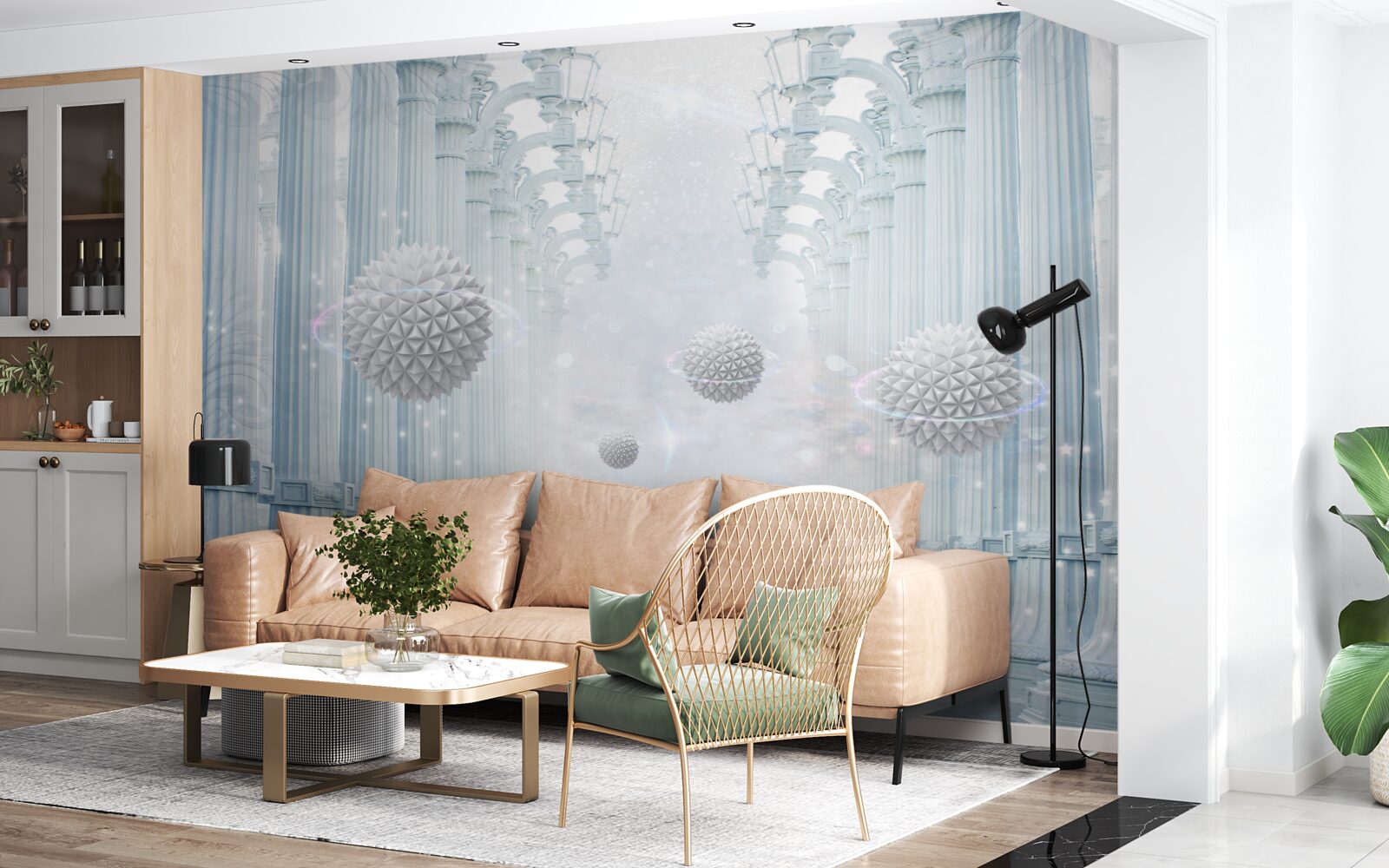 Fototapeta nekonečná kolonáda a biele gule