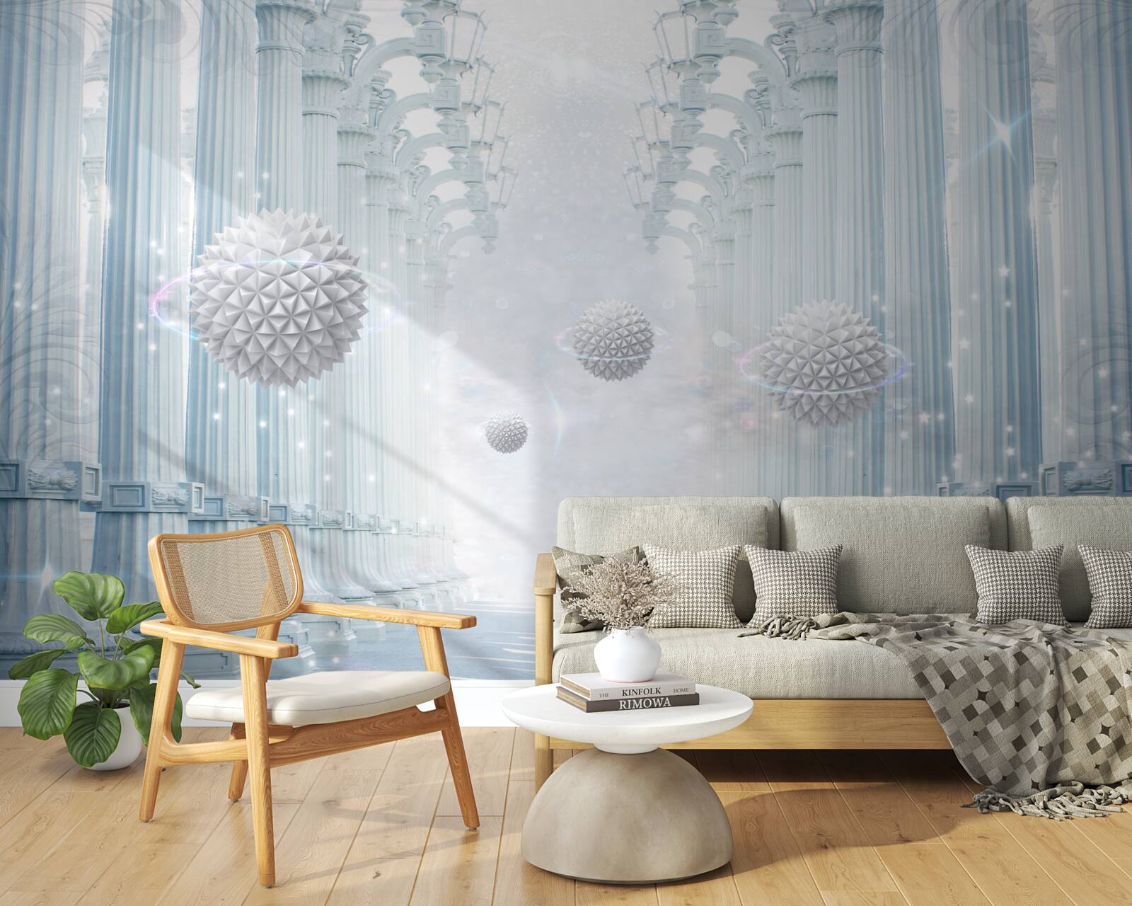 Fototapeta nekonečná kolonáda a biele gule