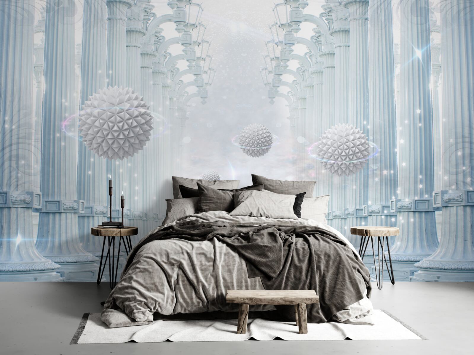 Fototapeta nekonečná kolonáda a biele gule