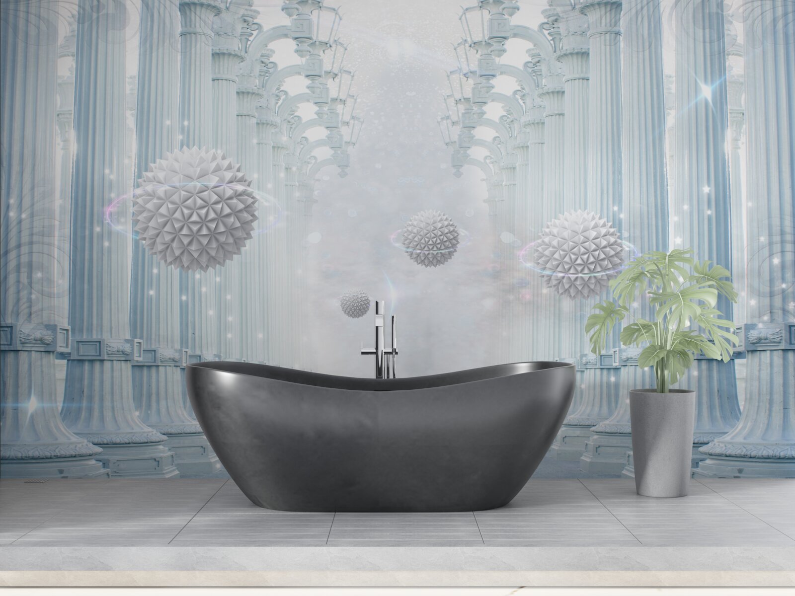 Fototapeta nekonečná kolonáda a biele gule