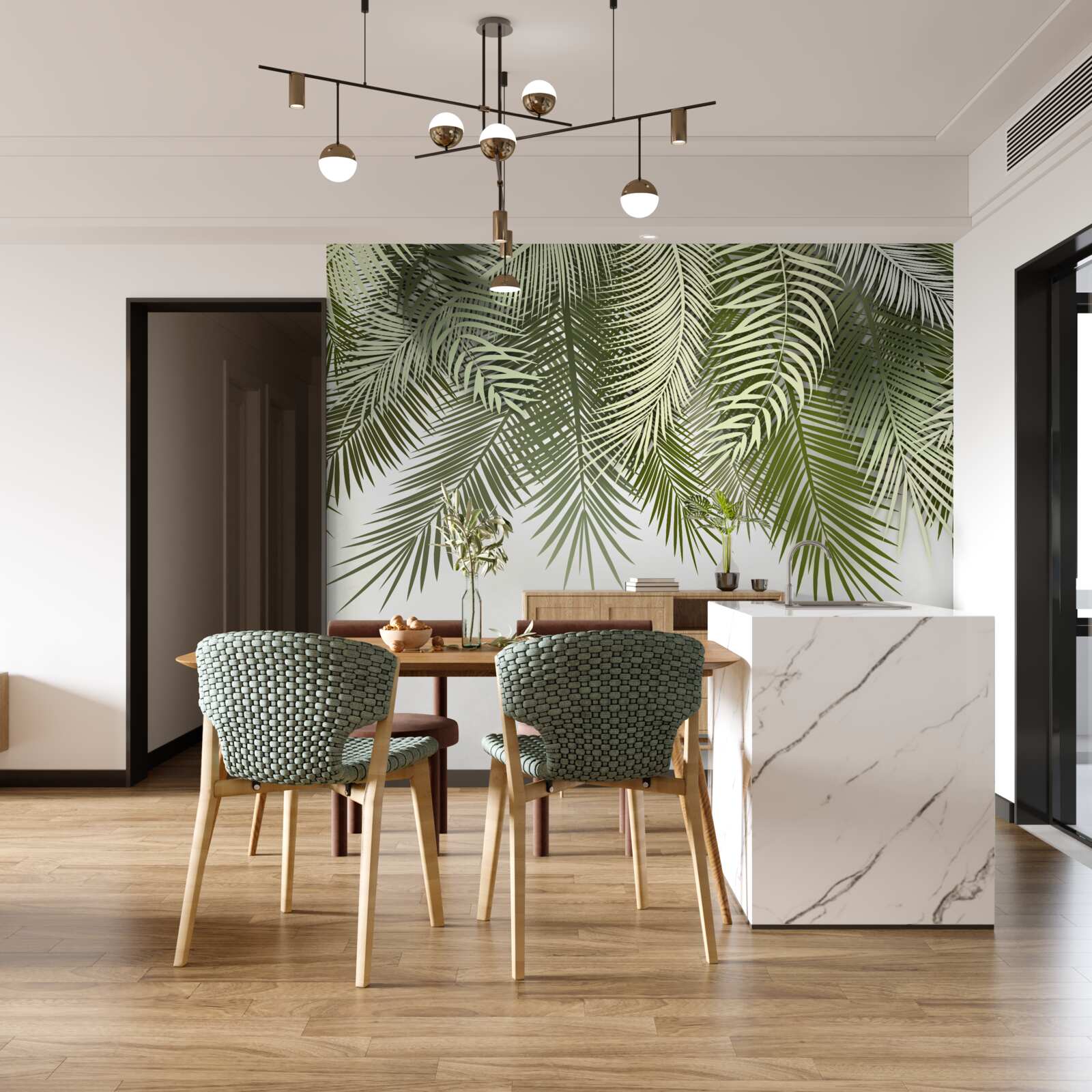 Fototapeta papraď so zeleným odtieňom, ovisnutá