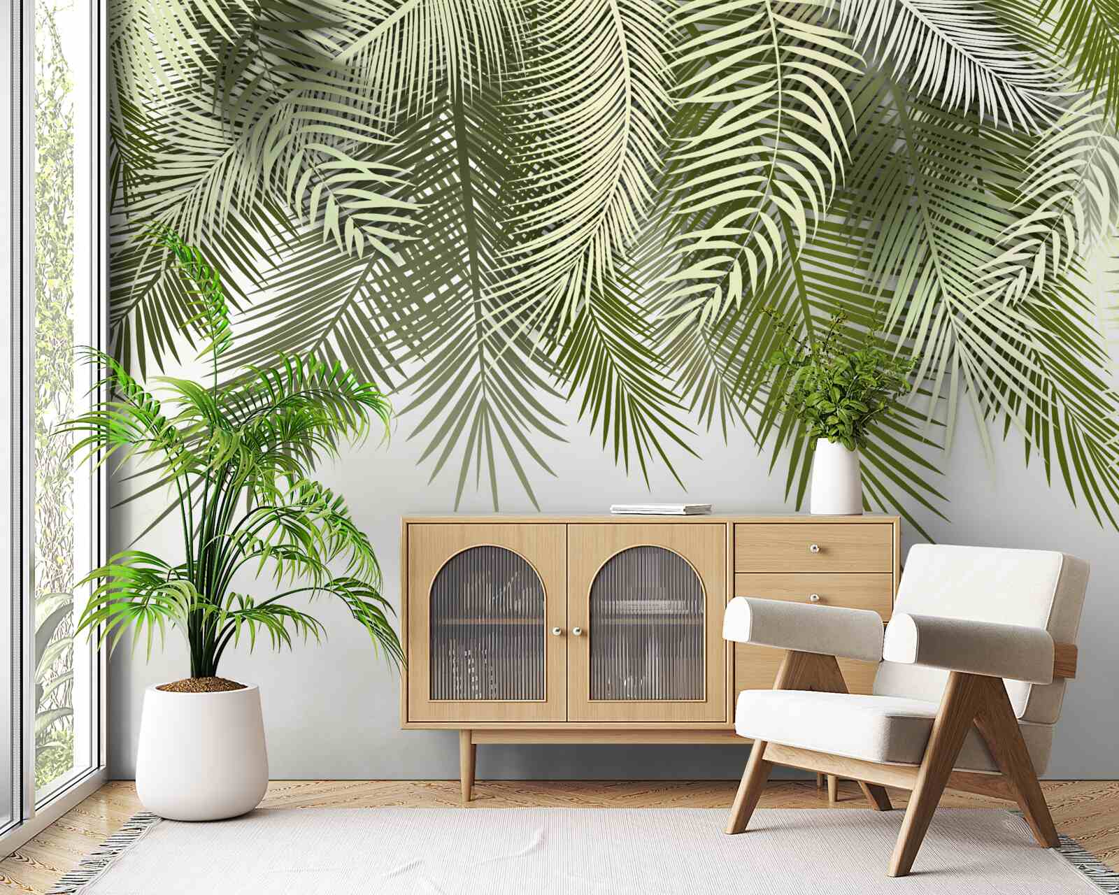 Fototapeta papraď so zeleným odtieňom, ovisnutá